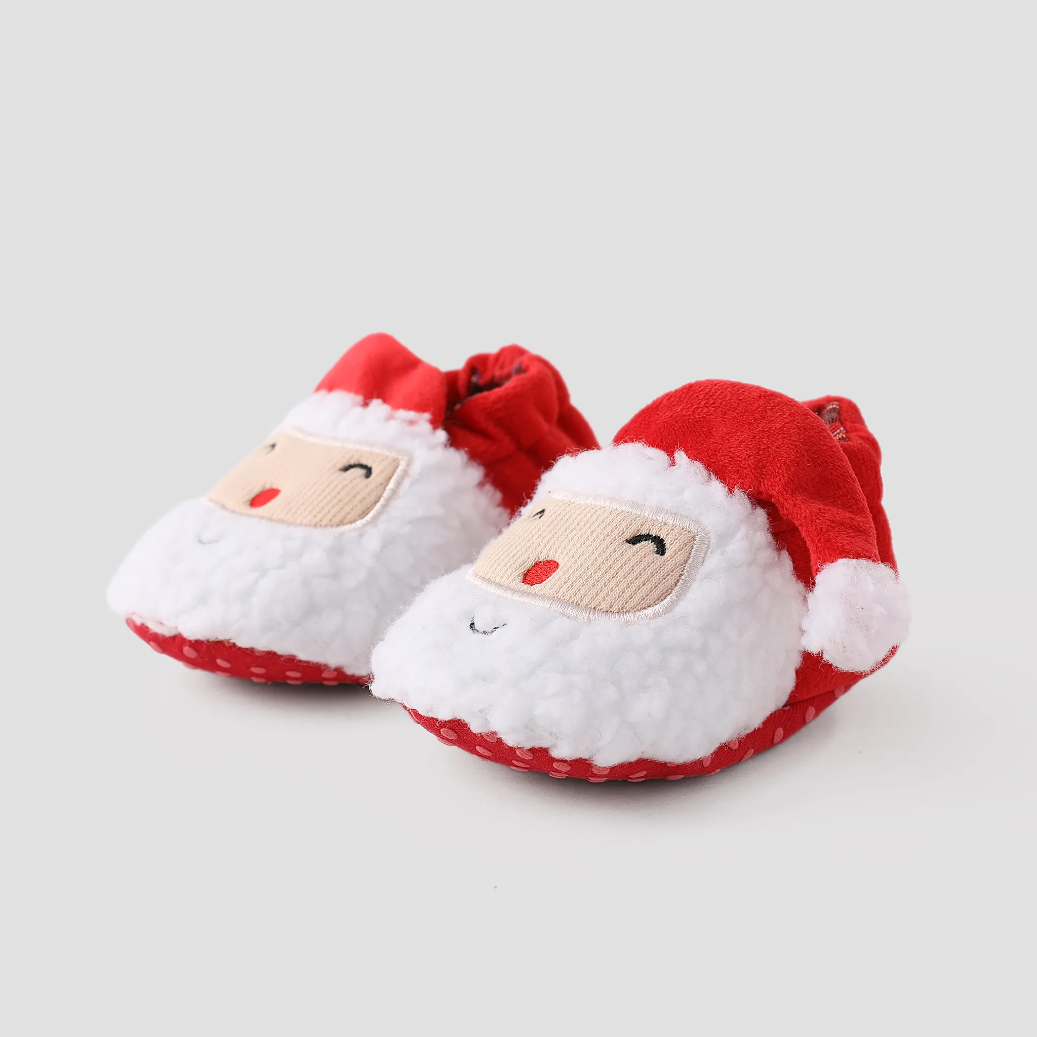 Christmas Baby & Toddler Childlike Santa Pattern Fleece Prewalker Shoes Red image 2