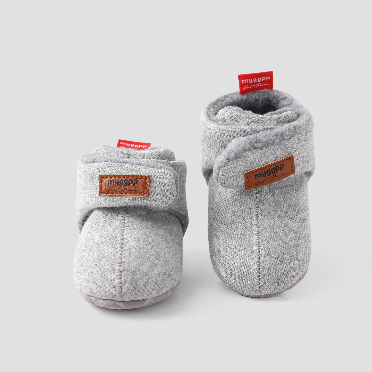 Baby & Toddler Stylish Velcro Design Solid Fleece Prewalker Shoes  big image 1