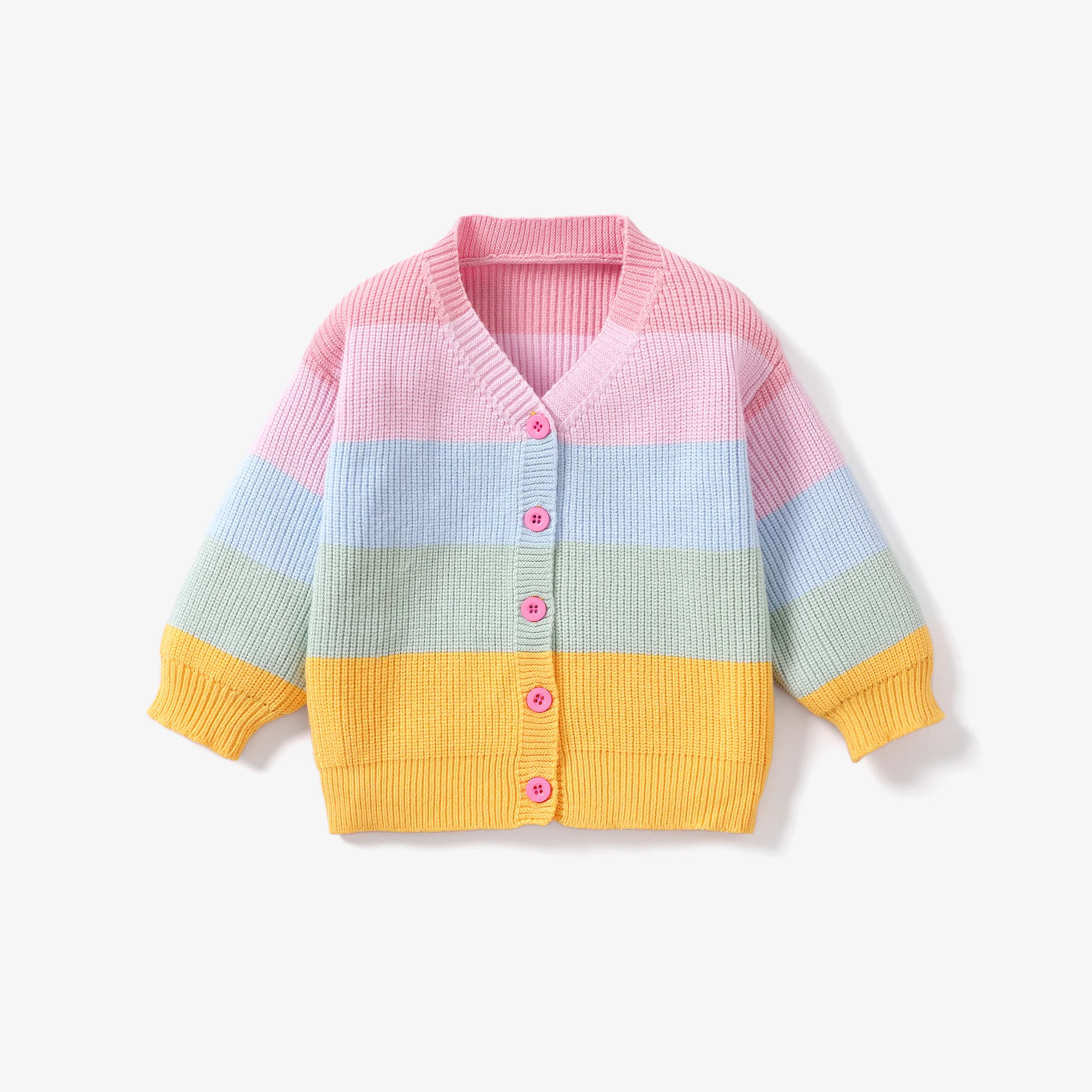 Toddler Girl Colorblock Bright Color Sweater With Secret Button