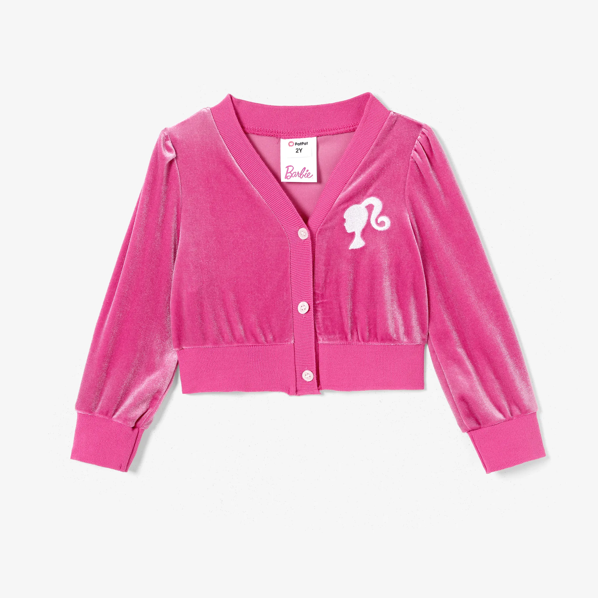Barbie Mommy and Me Velvet Glitter Embroidered Pattern V-Neck Cardigan Coat   image 6