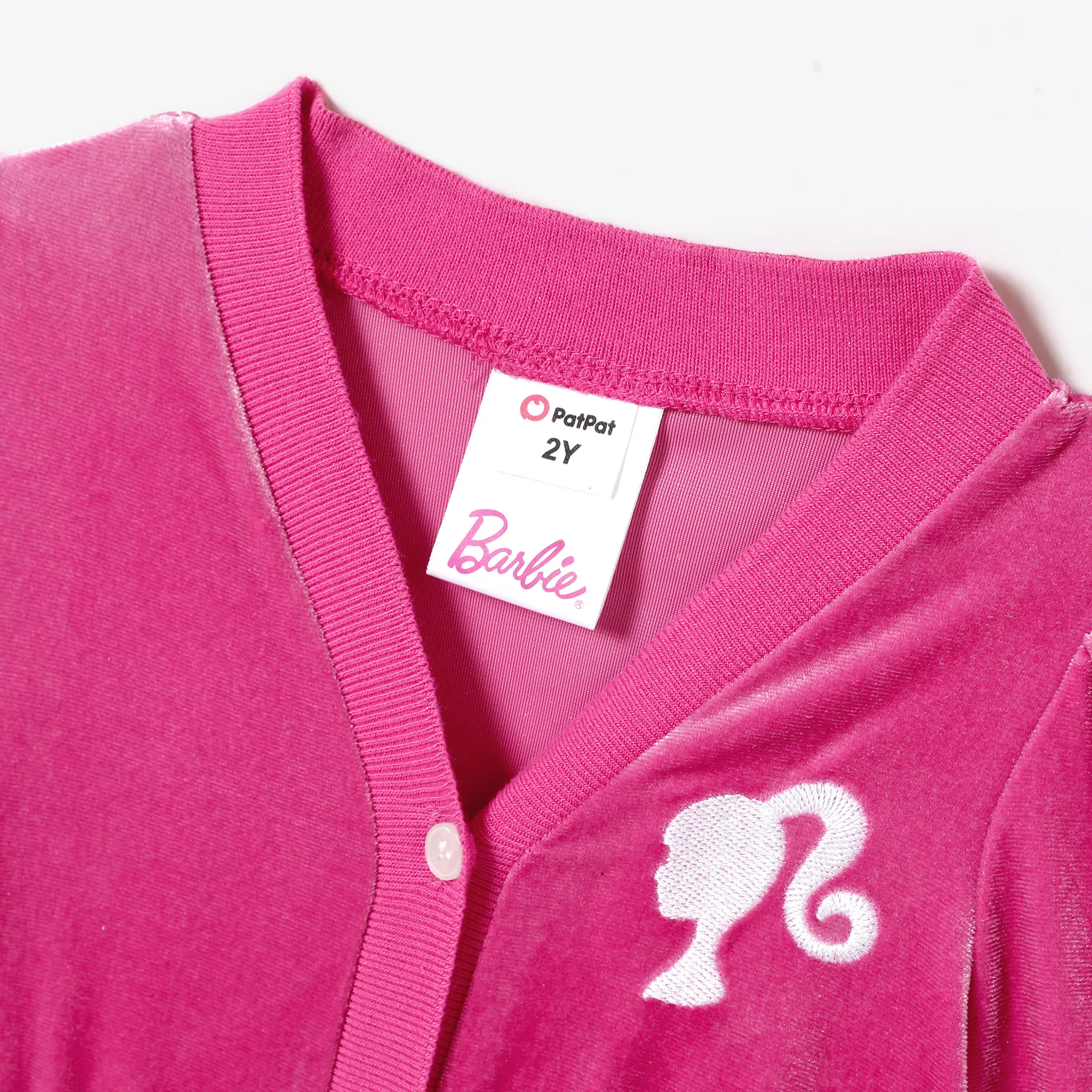 Barbie Mommy and Me Velvet Glitter Embroidered Pattern V-Neck Cardigan Coat   image 3