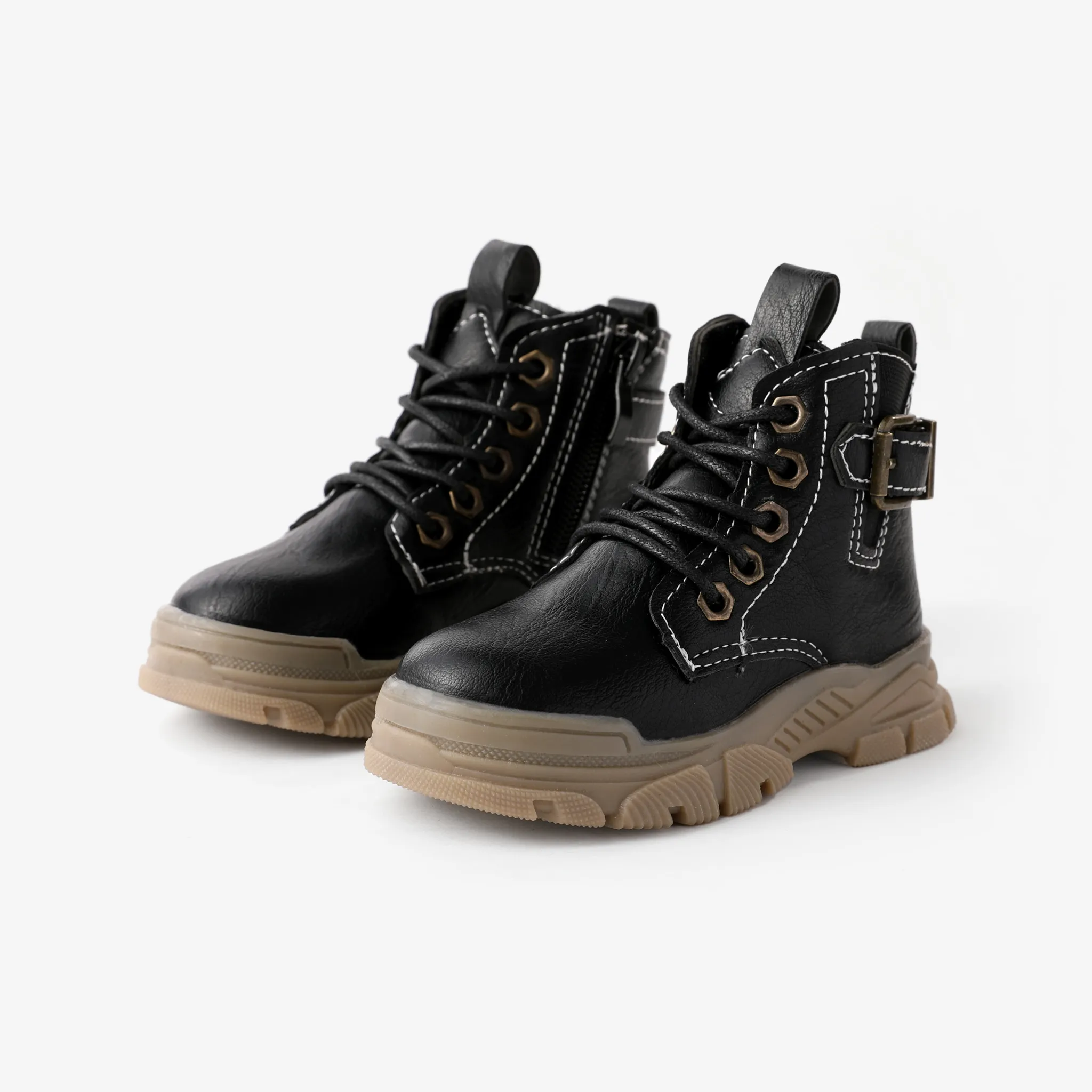 Toddler and Kids Trendy Lace-up Design Side Zipper Combat Boots