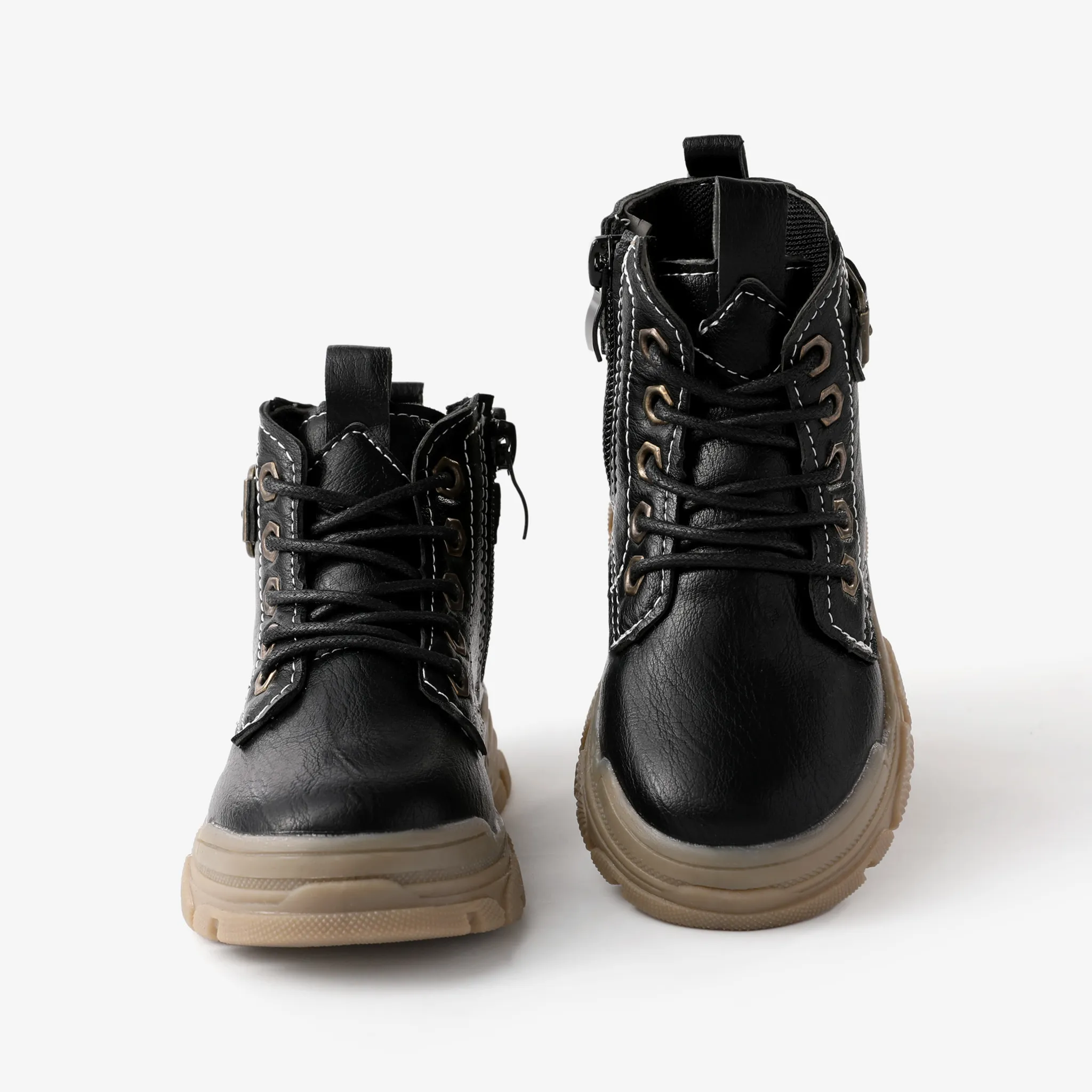 Toddler and Kids Trendy Lace-up Design Side Zipper Combat Boots  image 3