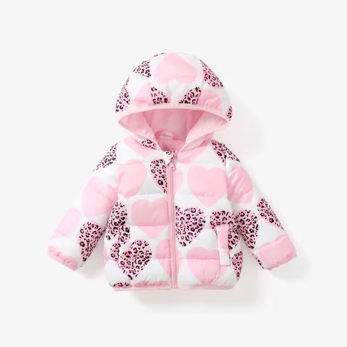 Baby Girls Sweet Heart-shaped Jacket, Medium Thickness, Zipper Design