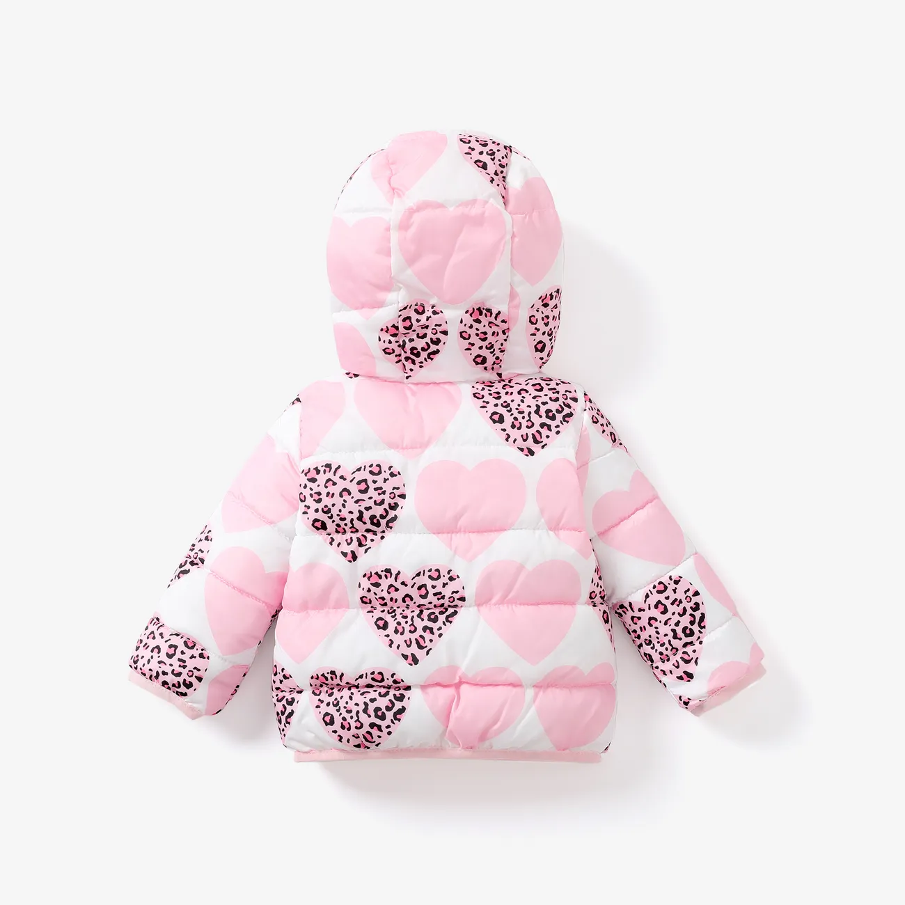 Baby Girls Sweet Heart-shaped Jacket, Medium Thickness, Zipper Design Pink big image 1