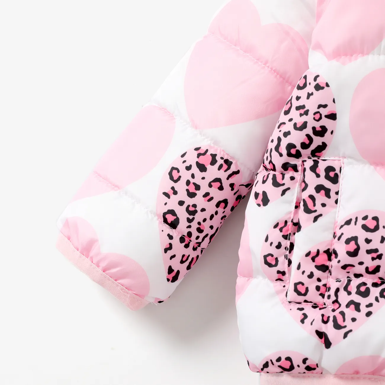 Baby Girls Sweet Heart-shaped Jacket, Medium Thickness, Zipper Design Pink big image 1