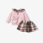 Sweet Baby Girl Dress Set in Medium Thickness Fabric Stitching and Long Sleeves Pink image 2