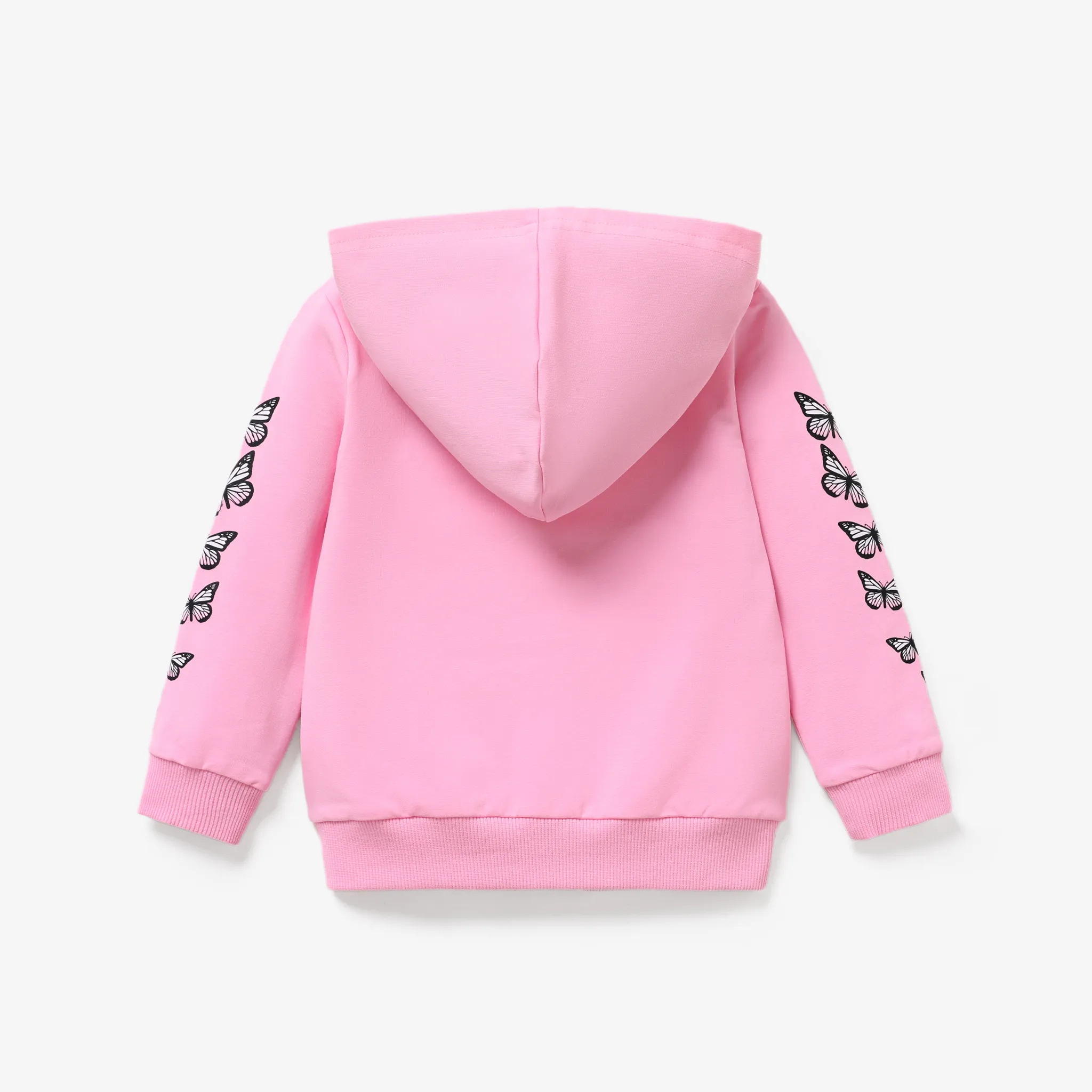 Toddler Girl Butterfly Print Cotton Hooded Jacket Pink image 2