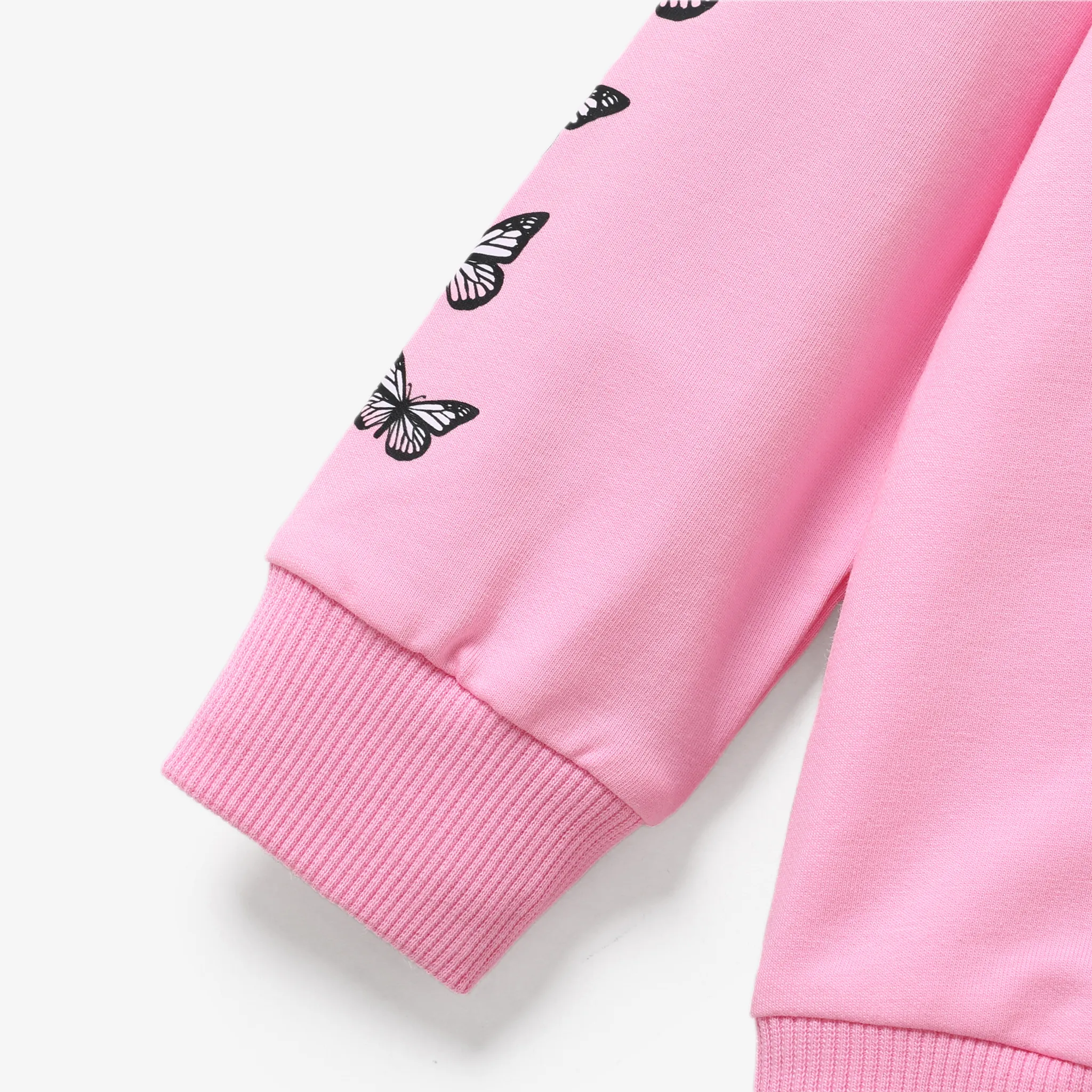 Toddler Girl Butterfly Print Cotton Hooded Jacket Pink image 3
