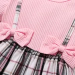2pcs Toddler Girl Bow Decor Plaid Panel Combo Dress & Headband Set  image 3