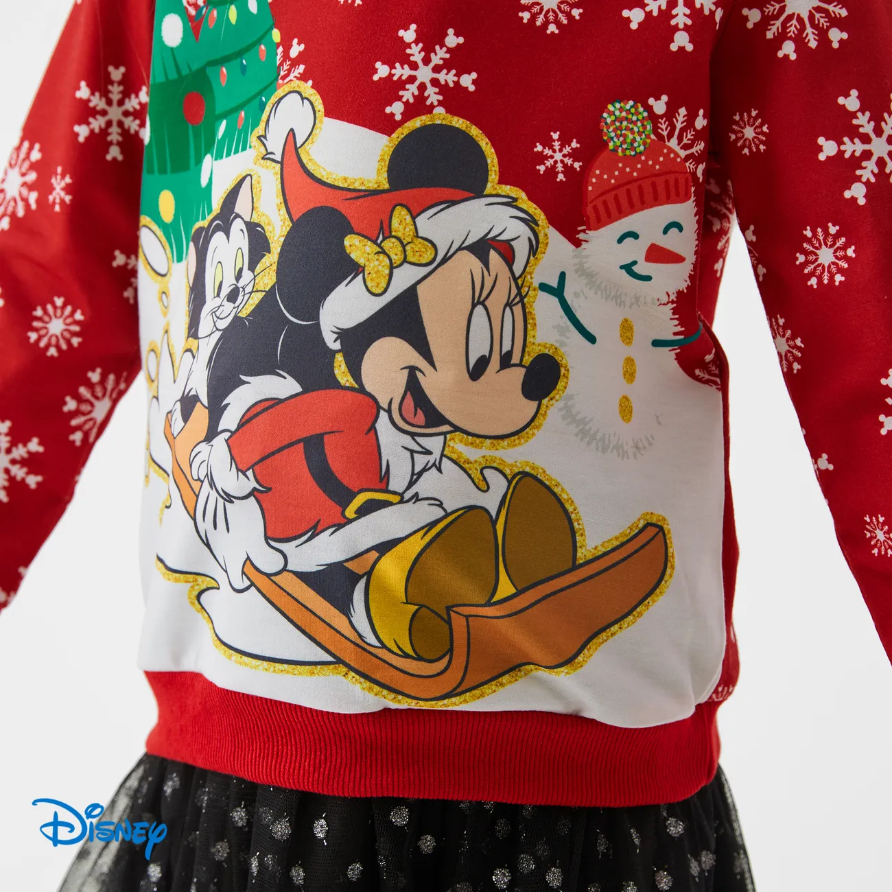 Disney Mickey and Friends Toddler Girl Christmas Character Print Sweatshirt Red big image 1