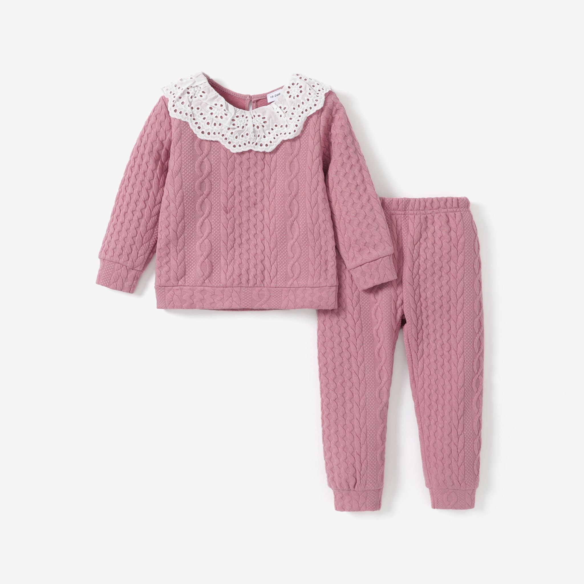 2-piece Toddler Girl Schiffy Flounce Cable Knit Sweater And Pants Set