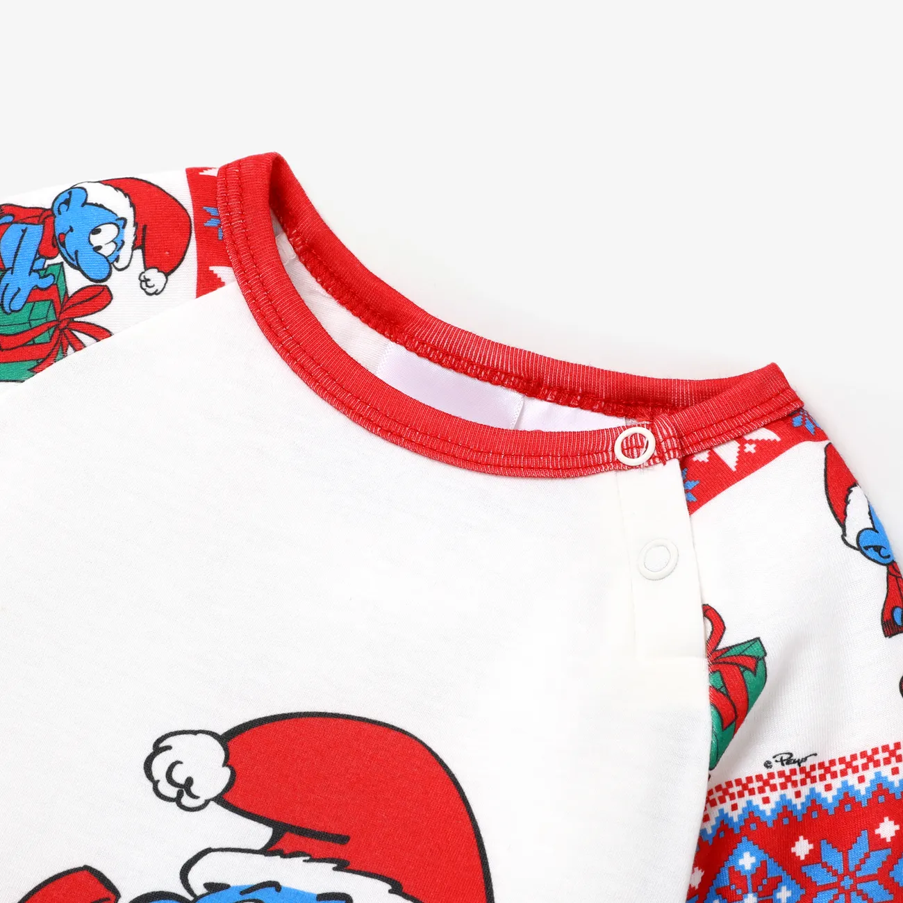 Les Schtroumpfs Noël Look Familial Manches longues Tenues de famille assorties Pyjamas (Flame Resistant) Rouge big image 1