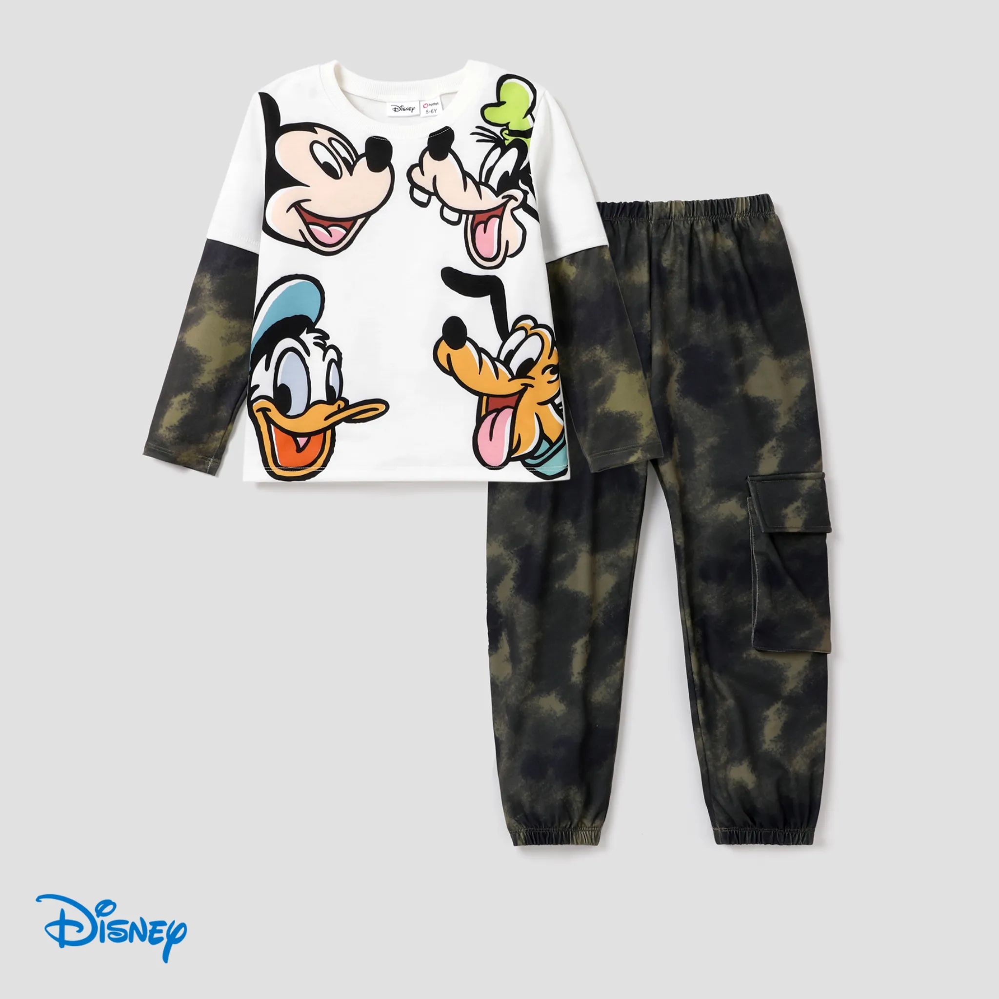 Disney Mickey And Friends 2pcs Kid Boy  Character Pattern Long-sleeve Tee And Pants