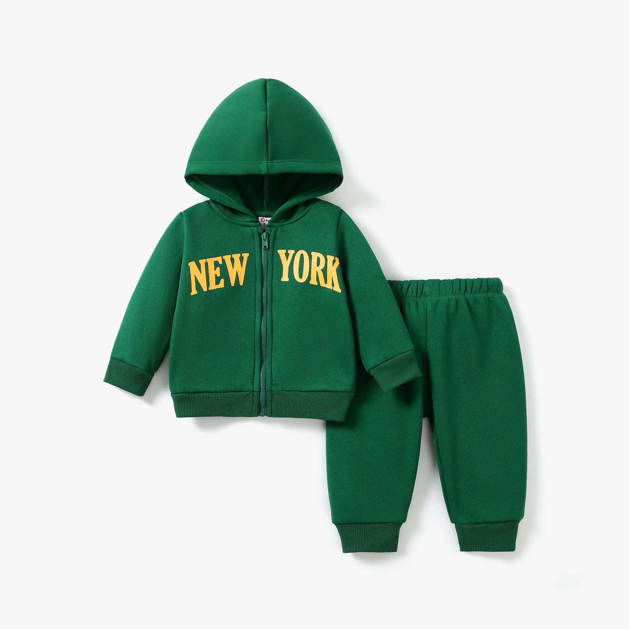 Toddler/Kid Boy Casual Letter Pattern Hooded Set/Shoes/Scarf Green