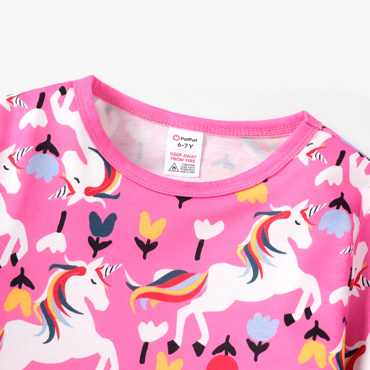 Süßes Tiermuster 2 Stück Pyjama-Set für Mädchen, aus einer Polyester-Spandex-Mischung. rosa big image 1
