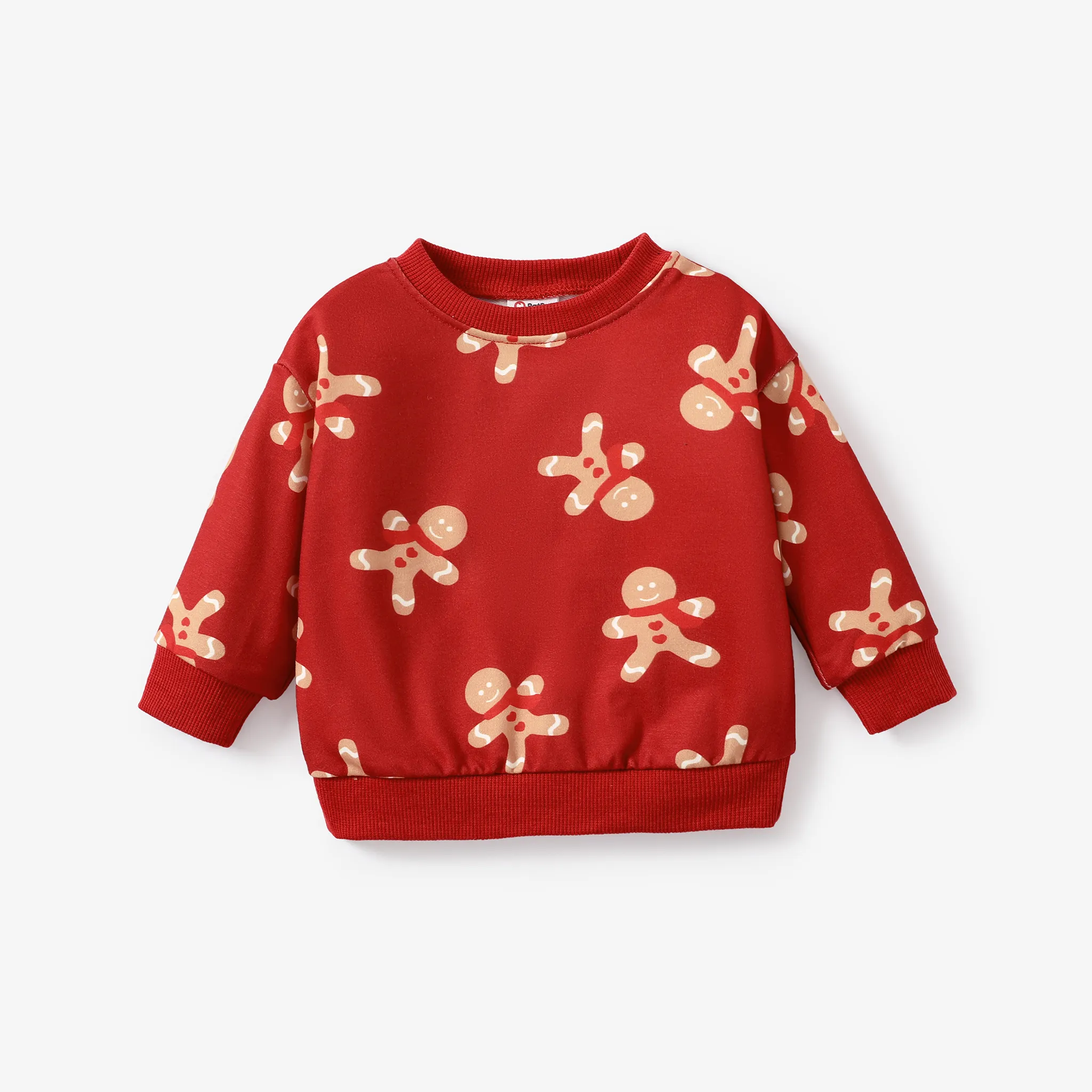 Baby Girl/Boy Gingerbread Man Pattern Christmas Hoodie  Red big image 1