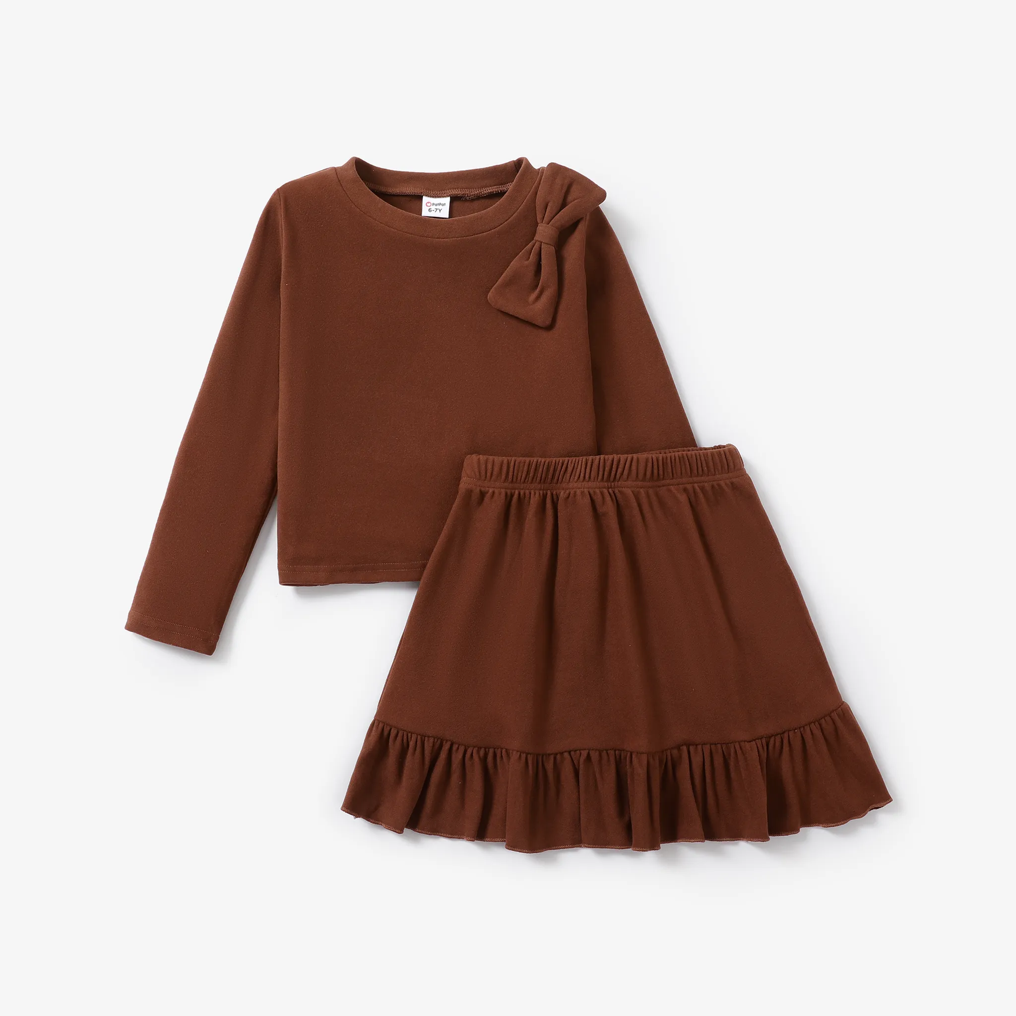 2PCS Kid Girl Hyper-Tactile 3D Fashionable Set Brown big image 1