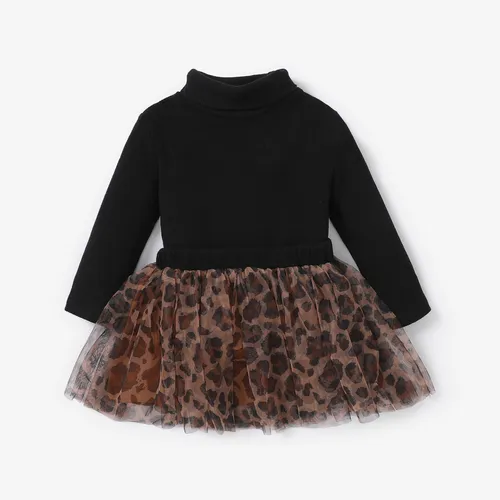 2PCS Baby Girl Leopard Animal Long Sleeve Dress Set 

