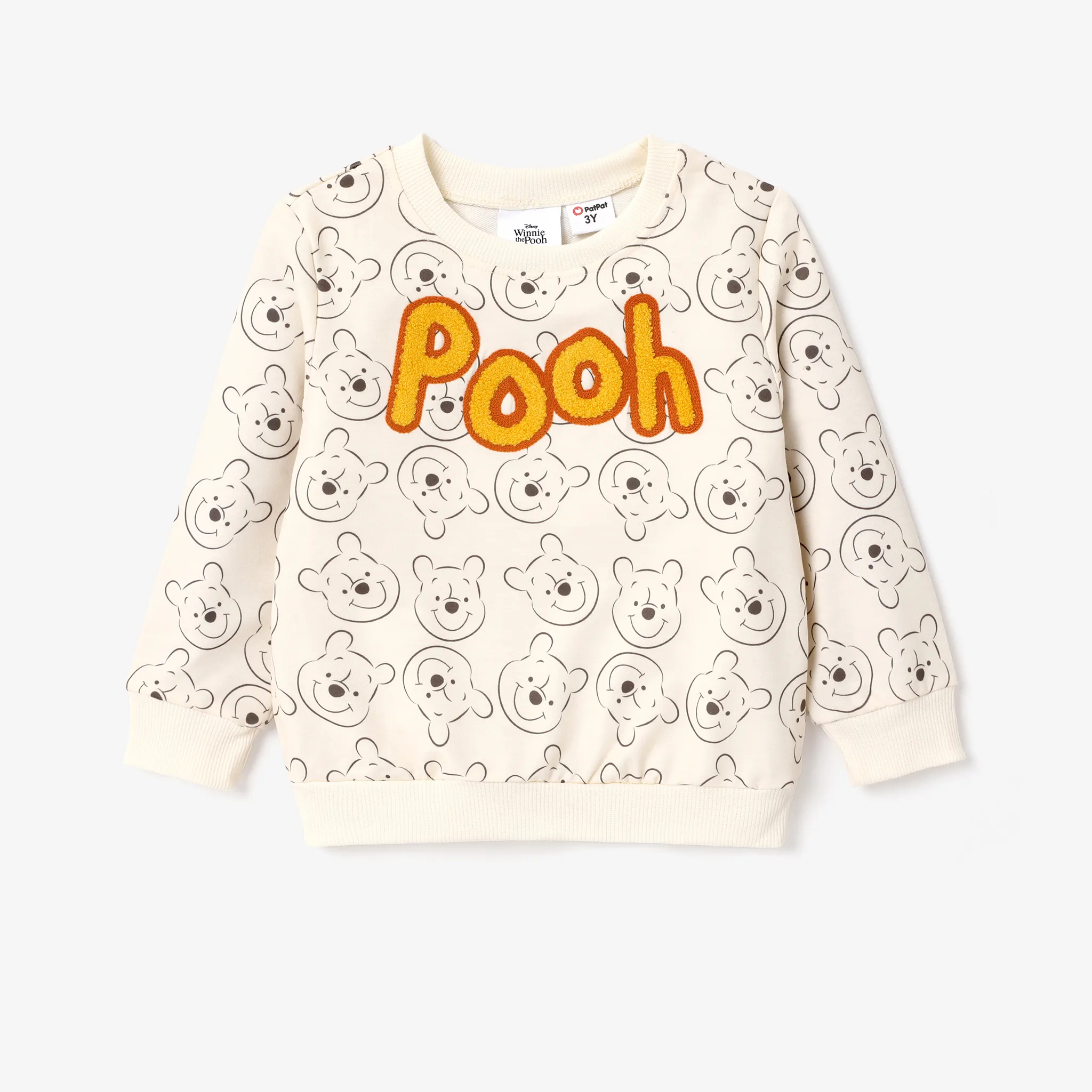 Disney Winnie the Pooh Toddler/Kid Girl/Boy Character Allover Naia™ Print Sweatshirt with Embroidered Pooh Letter Apricot image 6