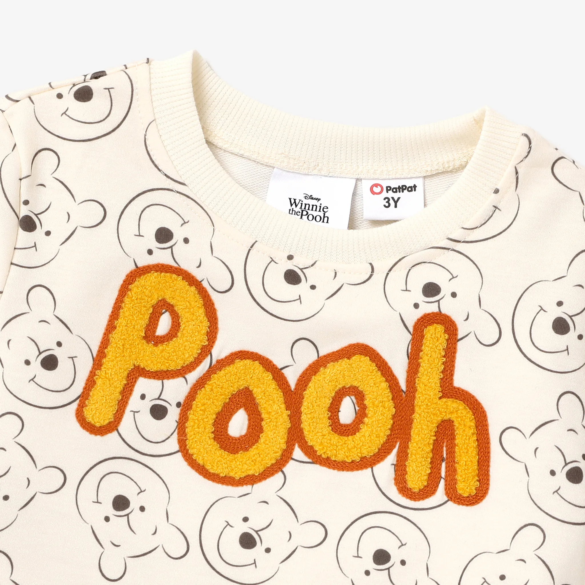 Disney Winnie the Pooh Toddler/Kid Girl/Boy Character Allover Naia™ Print Sweatshirt with Embroidered Pooh Letter Apricot image 4
