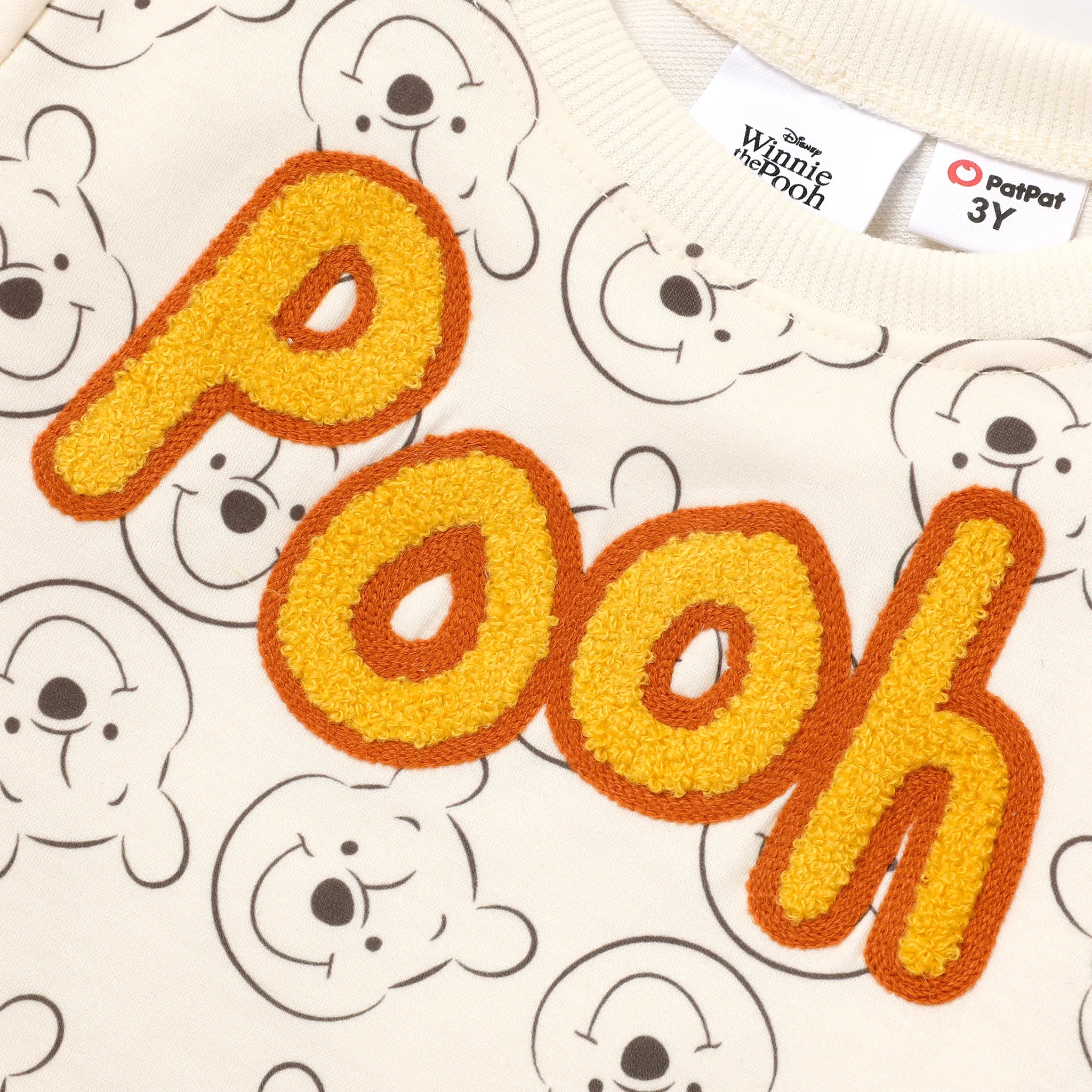 Disney Winnie the Pooh Toddler/Kid Girl/Boy Character Allover Naia™ Print Sweatshirt with Embroidered Pooh Letter Apricot image 3