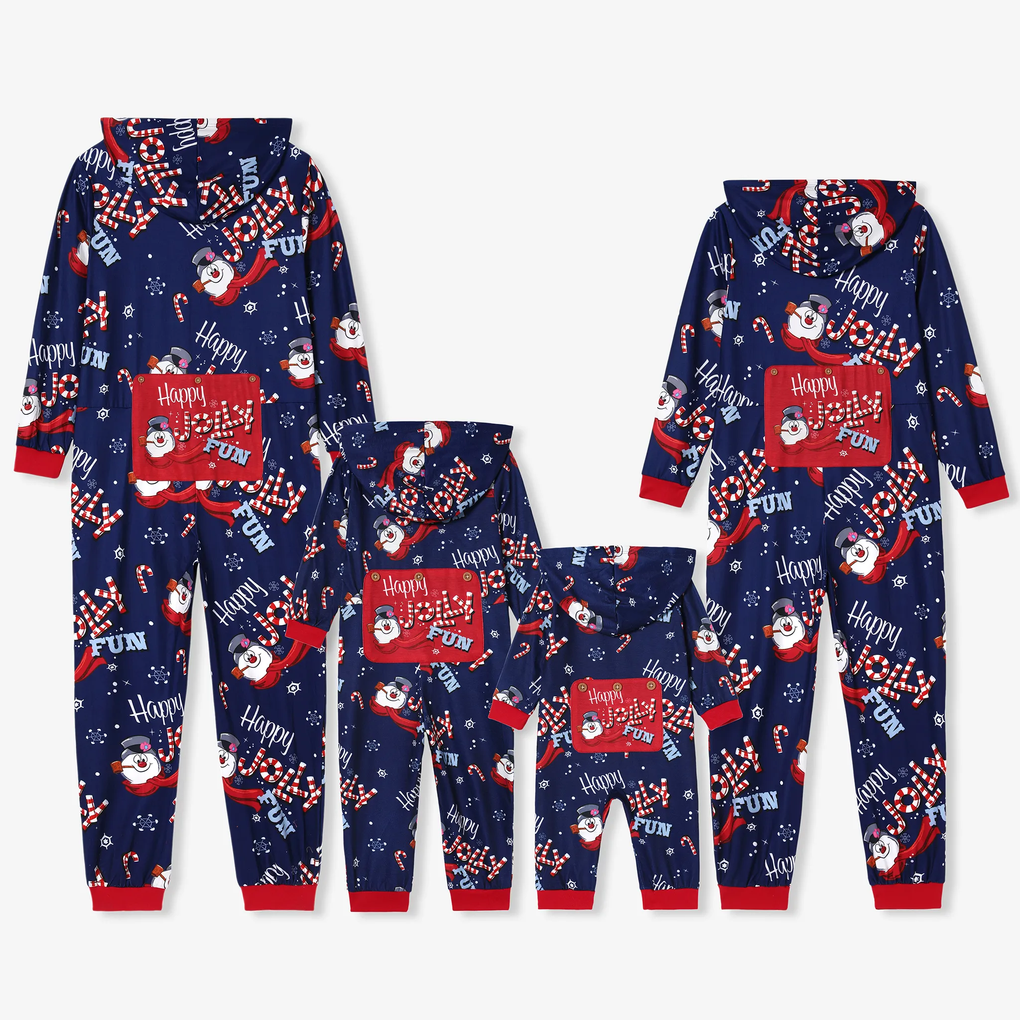 Frosty The Snowman Family Matching Christmas Allover Zip-up Hooded Onesies Pajamas(Flame Resistant)