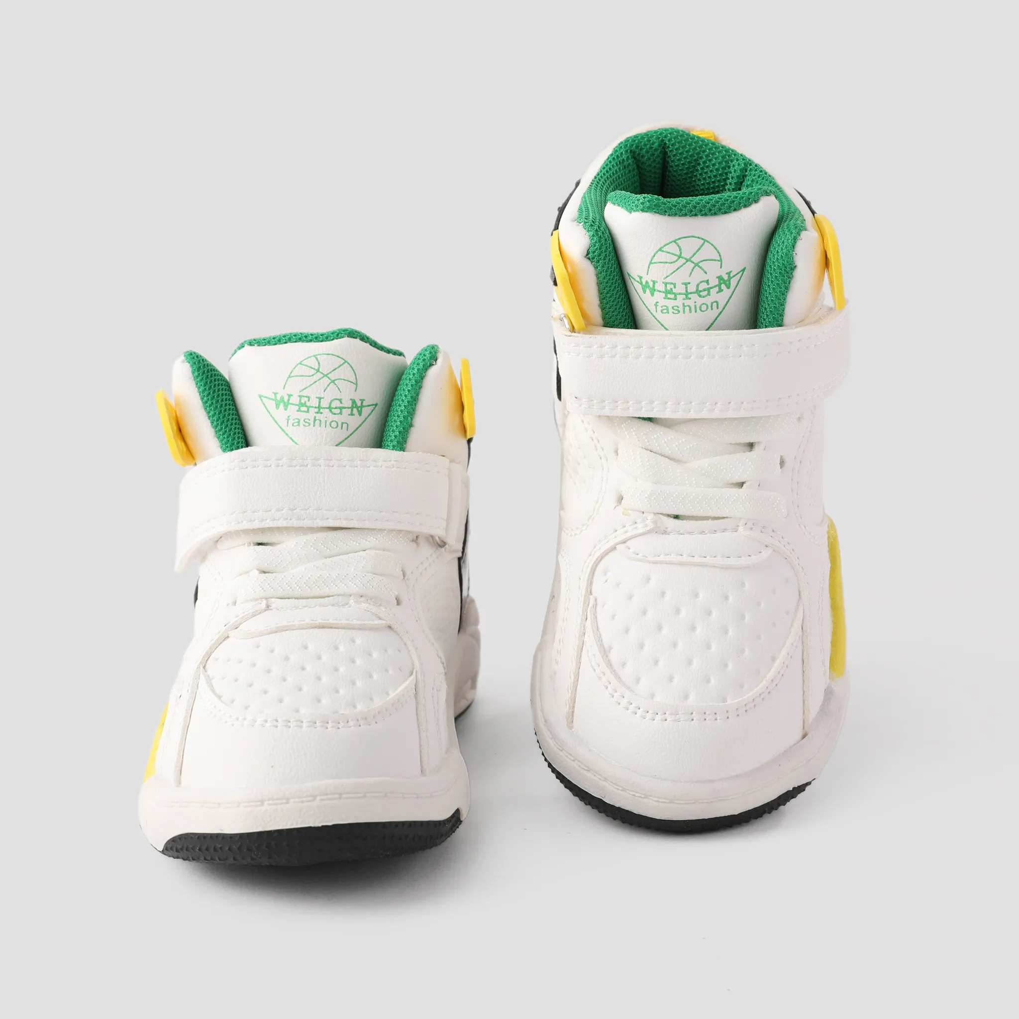 Toddlers and Kids Trendy Color-block Velcro High Top Sports Shoes Green image 3