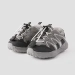 Toddler & Kids Stylish Color-block Elastic Buckle Design Sports Shoes Grey