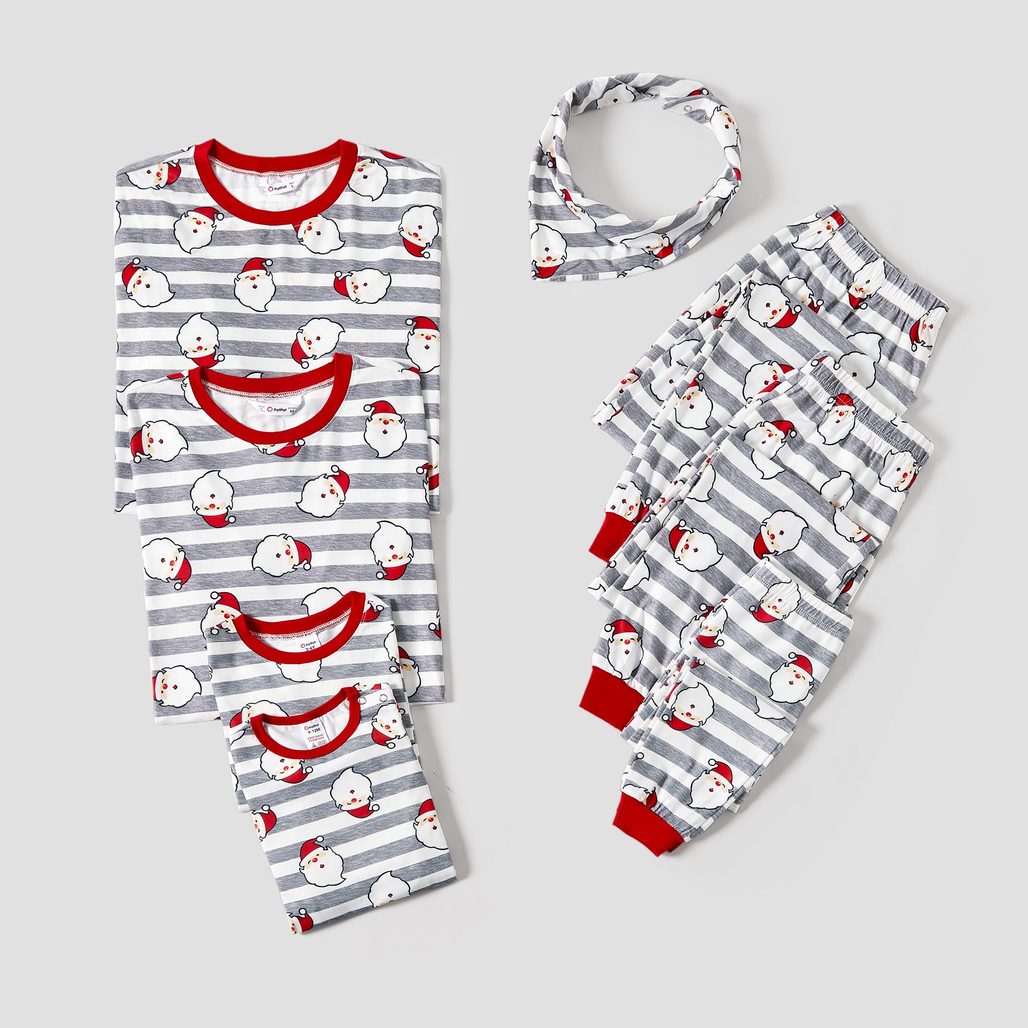 

Christmas Family Matching Santa&Stripes Print Long-sleeve Pajamas Sets(Flame resistant)