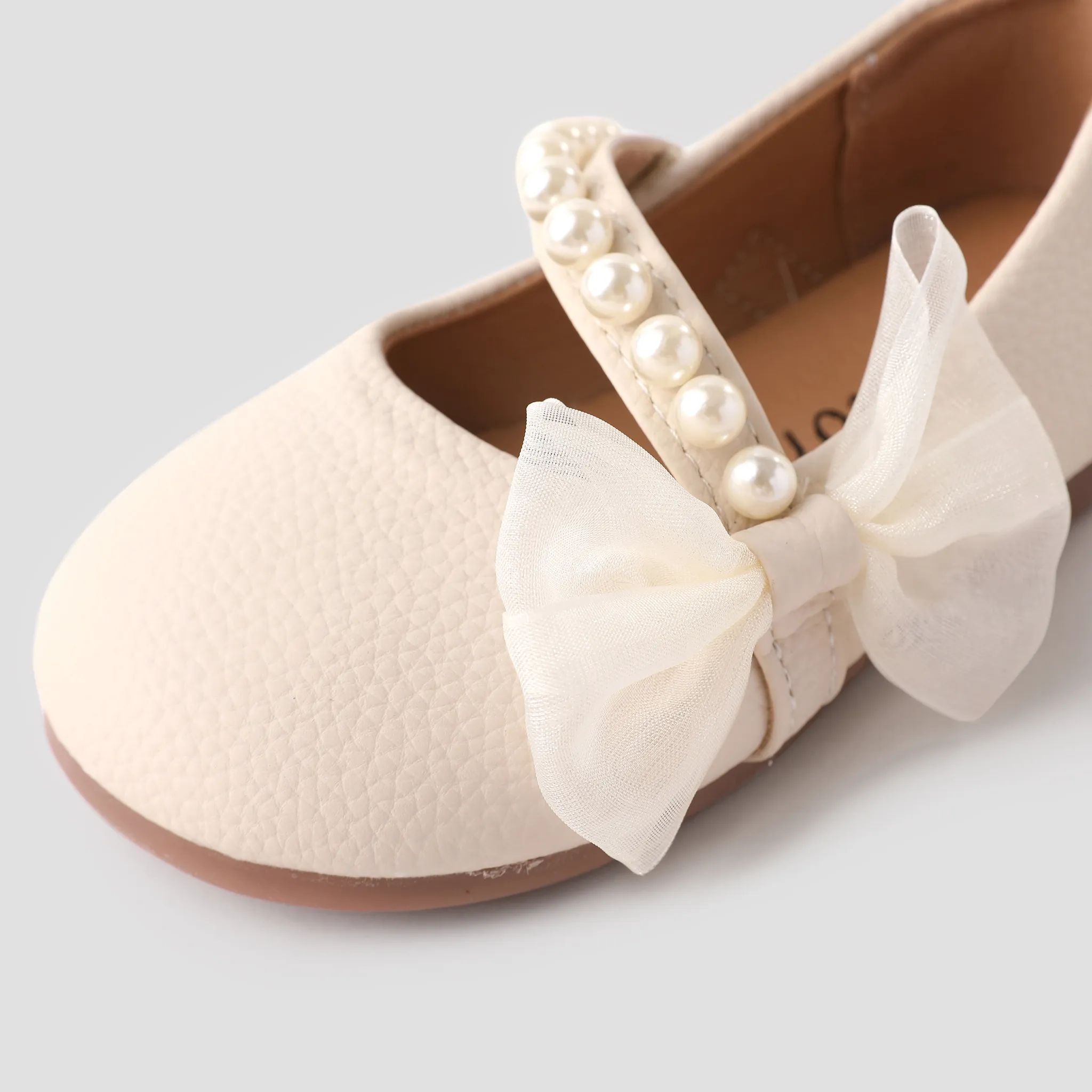 Toddler and Kids Girls Sweet Bow & Faux-pearl Decor Strap Leather Shoes  image 4