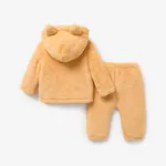 2pcs Baby Girl/Boy Solid Color Casual Fleece Hooded Set  image 4