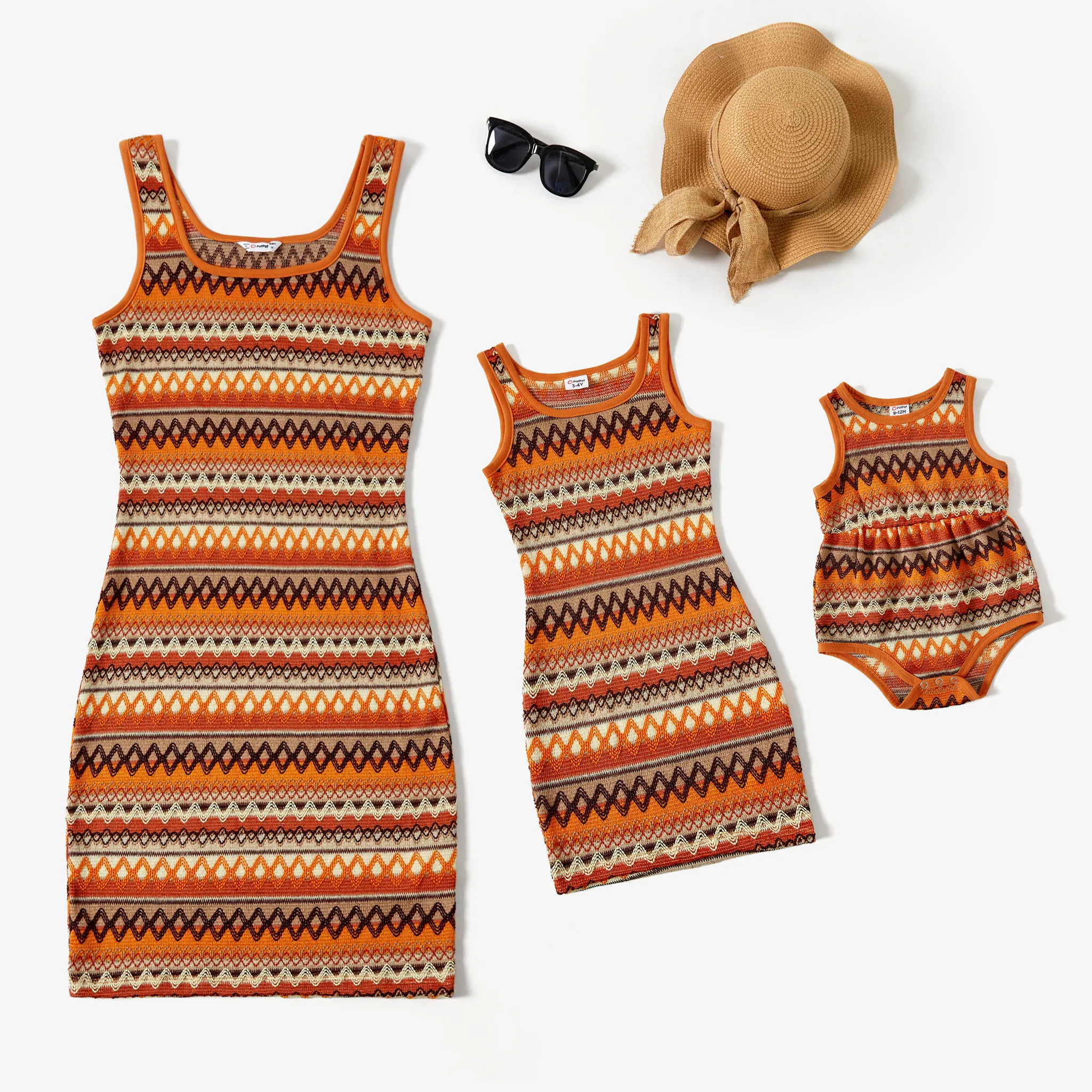 Mommy and Me Casual Knitted Sleeveless Boho Tank Dresses