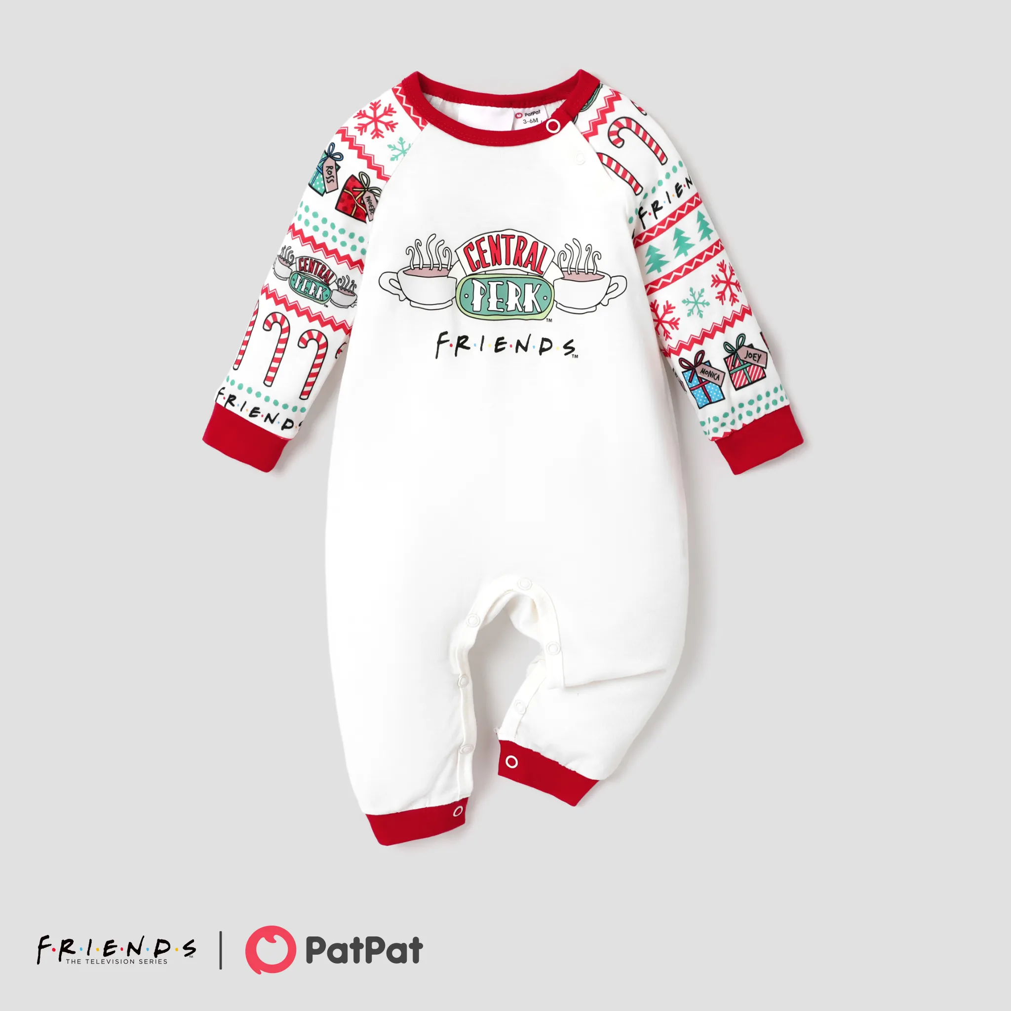 Friends Christmas Family Matching Character Print Long-sleeve Pajamas Sets(Flame Resistant) Multi-color big image 1