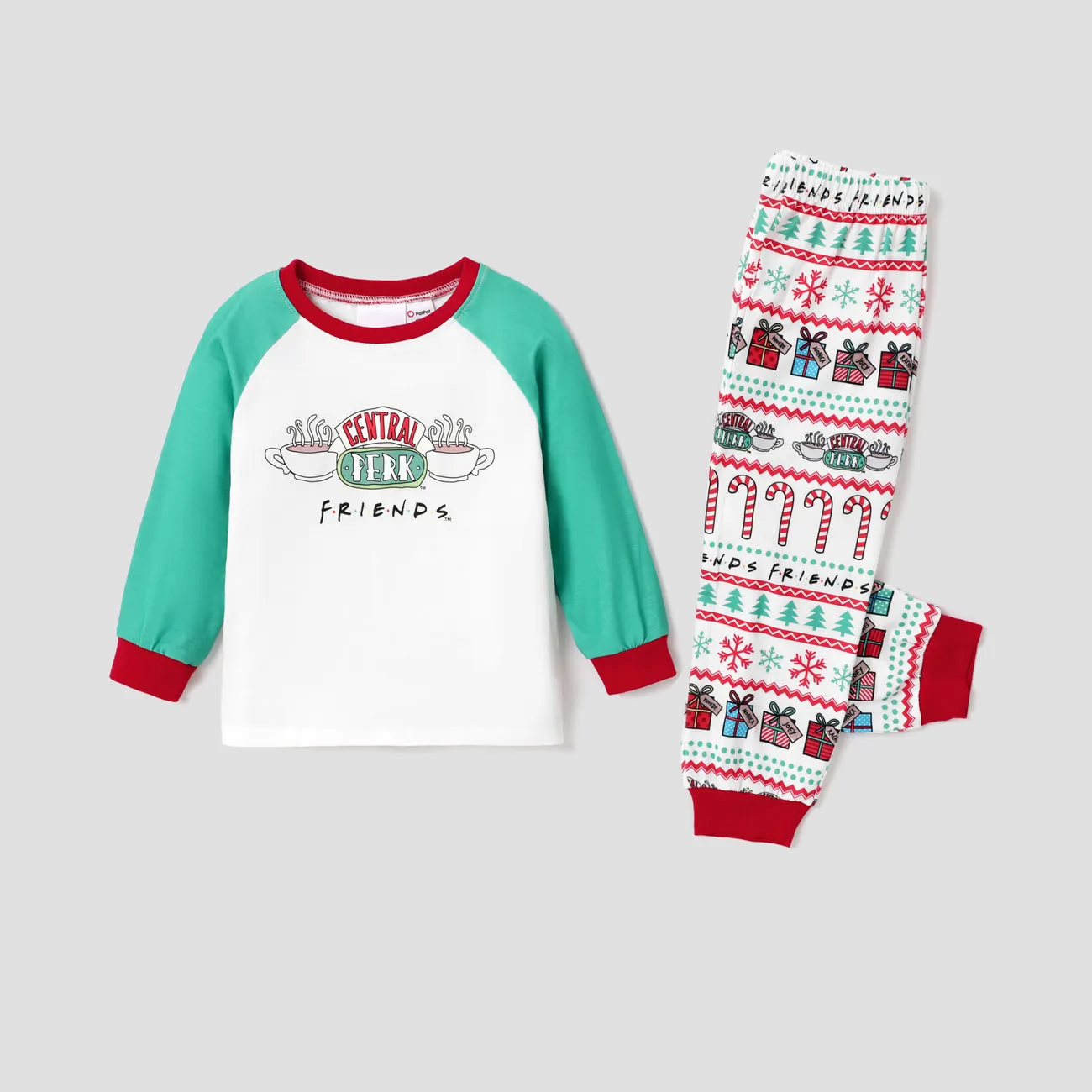 Friends Christmas Family Matching Character Print Long-sleeve Pajamas Sets(Flame Resistant) Multi-color big image 1