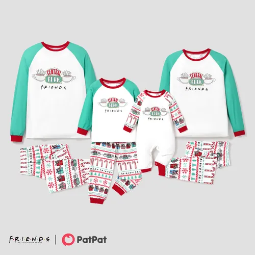 Friends Christmas Family Matching Character Print Long-sleeve Pajamas Sets(Flame Resistant)