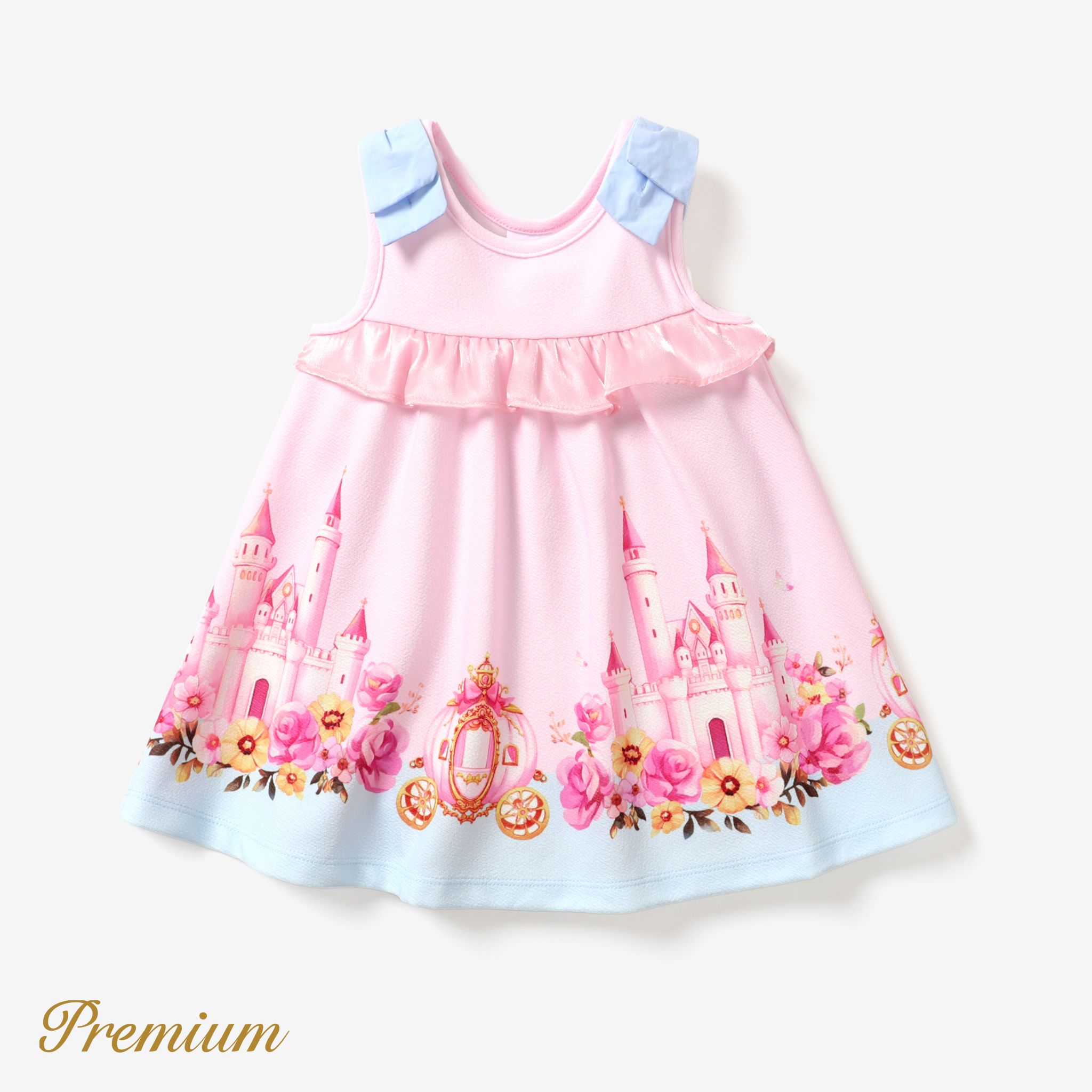Baby Girl Elegant Floral Dress With Ruffle Edge