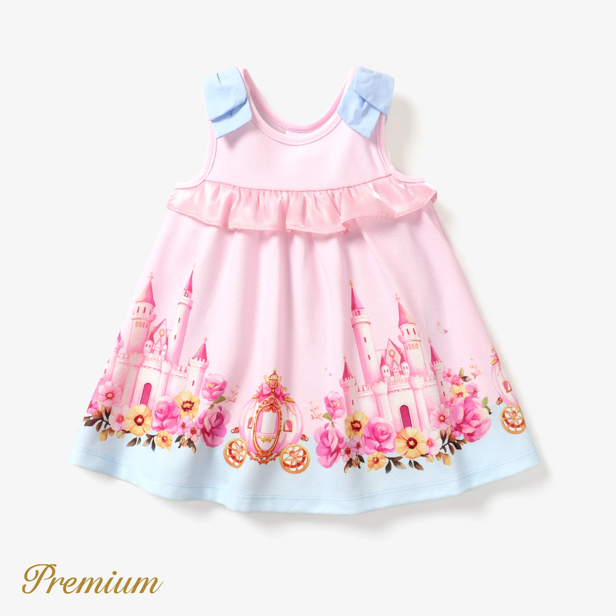 Baby Girl Elegant Floral Dress with Ruffle Edge