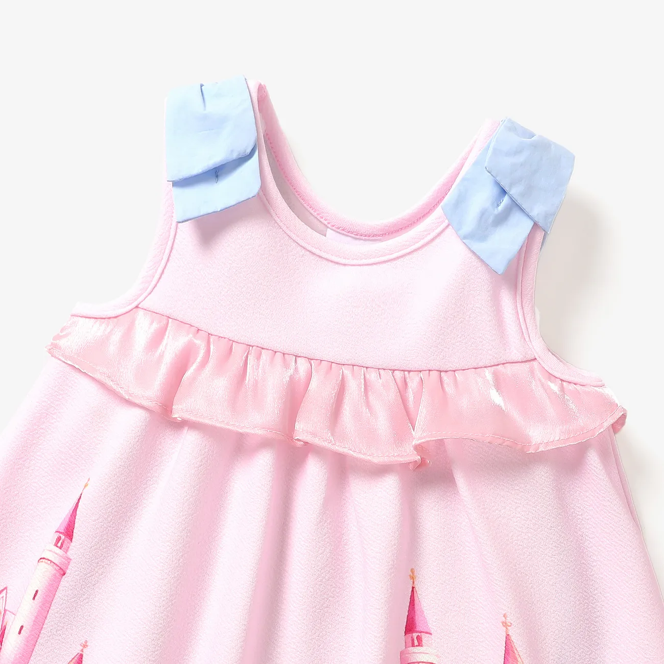 Baby Girl Elegant Flower Romper/Dress with Ruffle Edge Pink/Blue big image 1