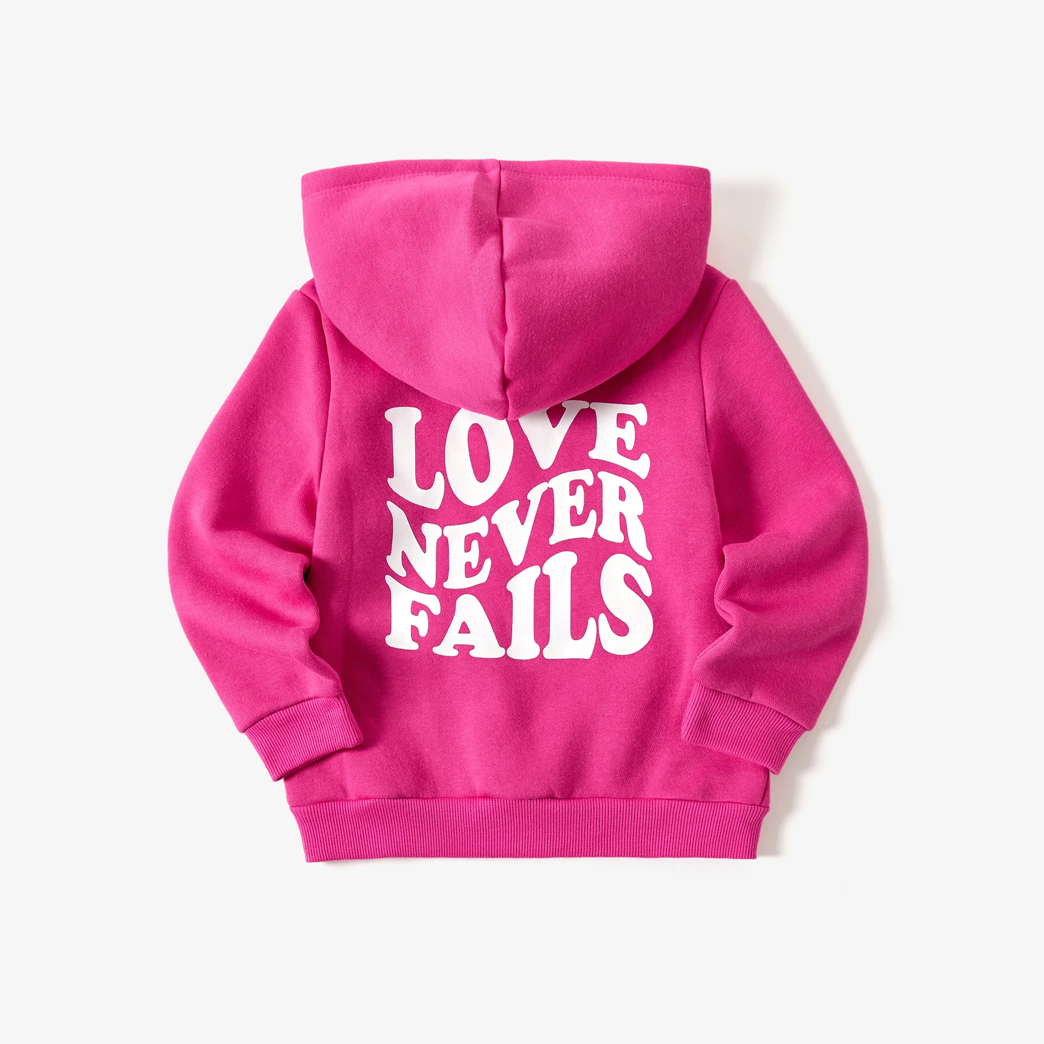 Mommy and Me Sweet Pink Letters Print Large Pocket Design Long Sleeve Hooded Tops Roseo image 5