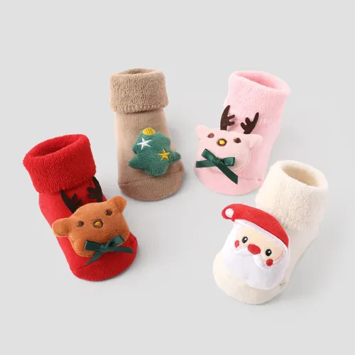 Christmas thickened terry newborn doll socks, indoor non-slip floor socks