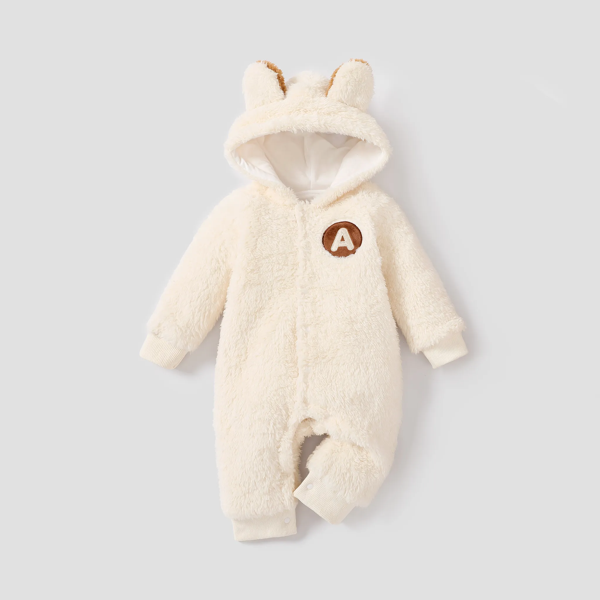 Baby Girl/Boy Hyper-Tactile 3D Bear Pattern Plush Jumpsuit