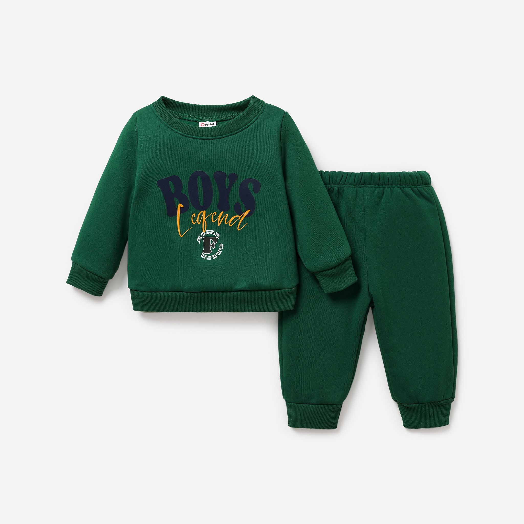 Childlike 2pcs Letter Baby Boy Set, Long Sleeve Polyester Spandex