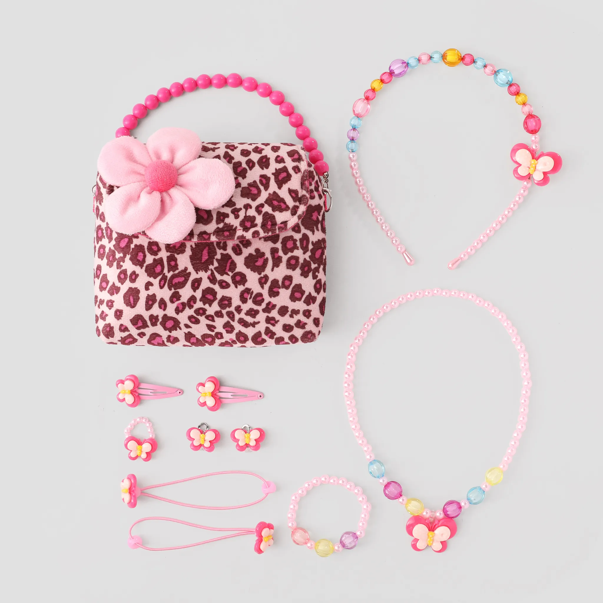 11 Pieces, Three-dimensional Flower Children's Bag And Hair Accessories Exquisite Set