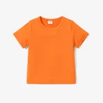 Toddler Girl Solid Short-sleeve Rib-knit Tee   Orange color