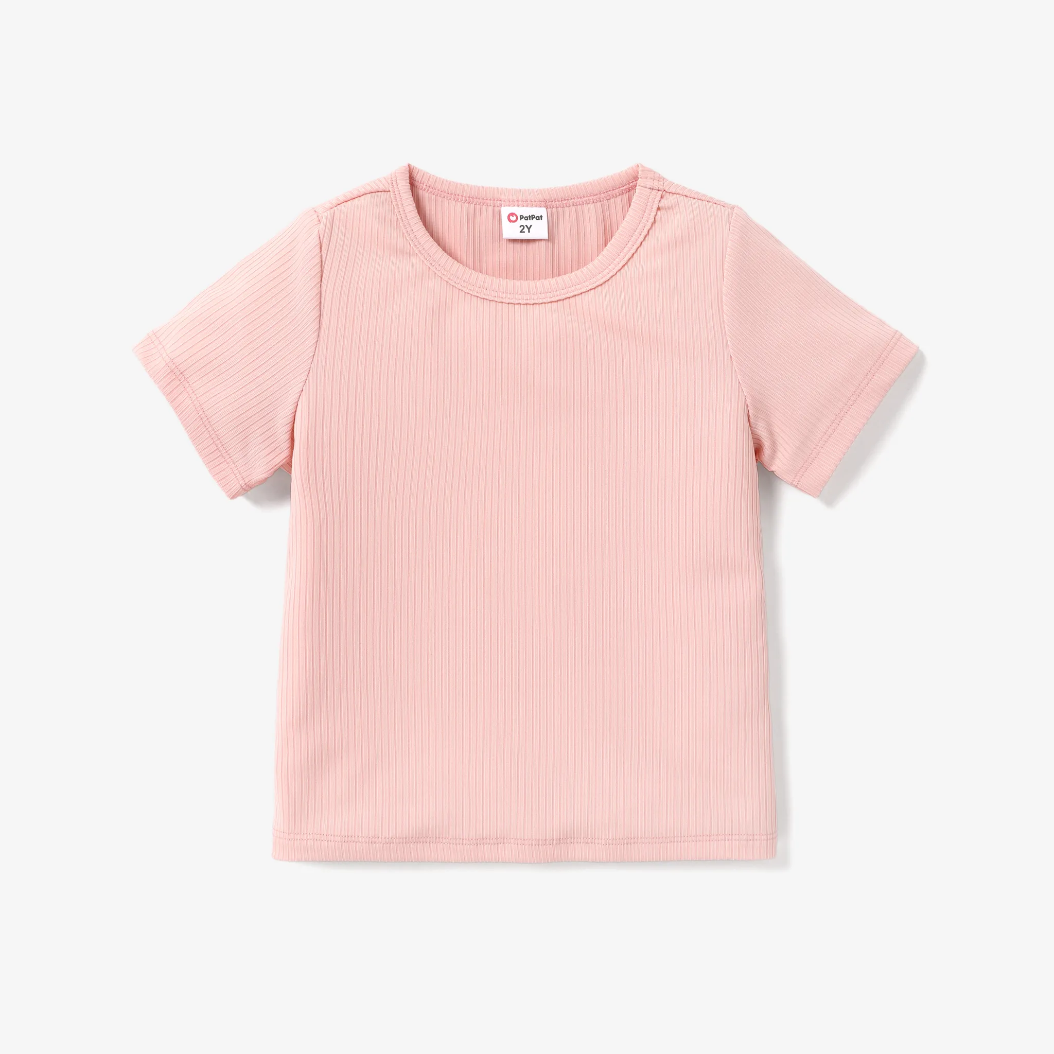Toddler Girl Solid Short-sleeve Rib-knit Tee   Pink