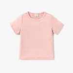 Toddler Girl Solid Short-sleeve Rib-knit Tee   Pink