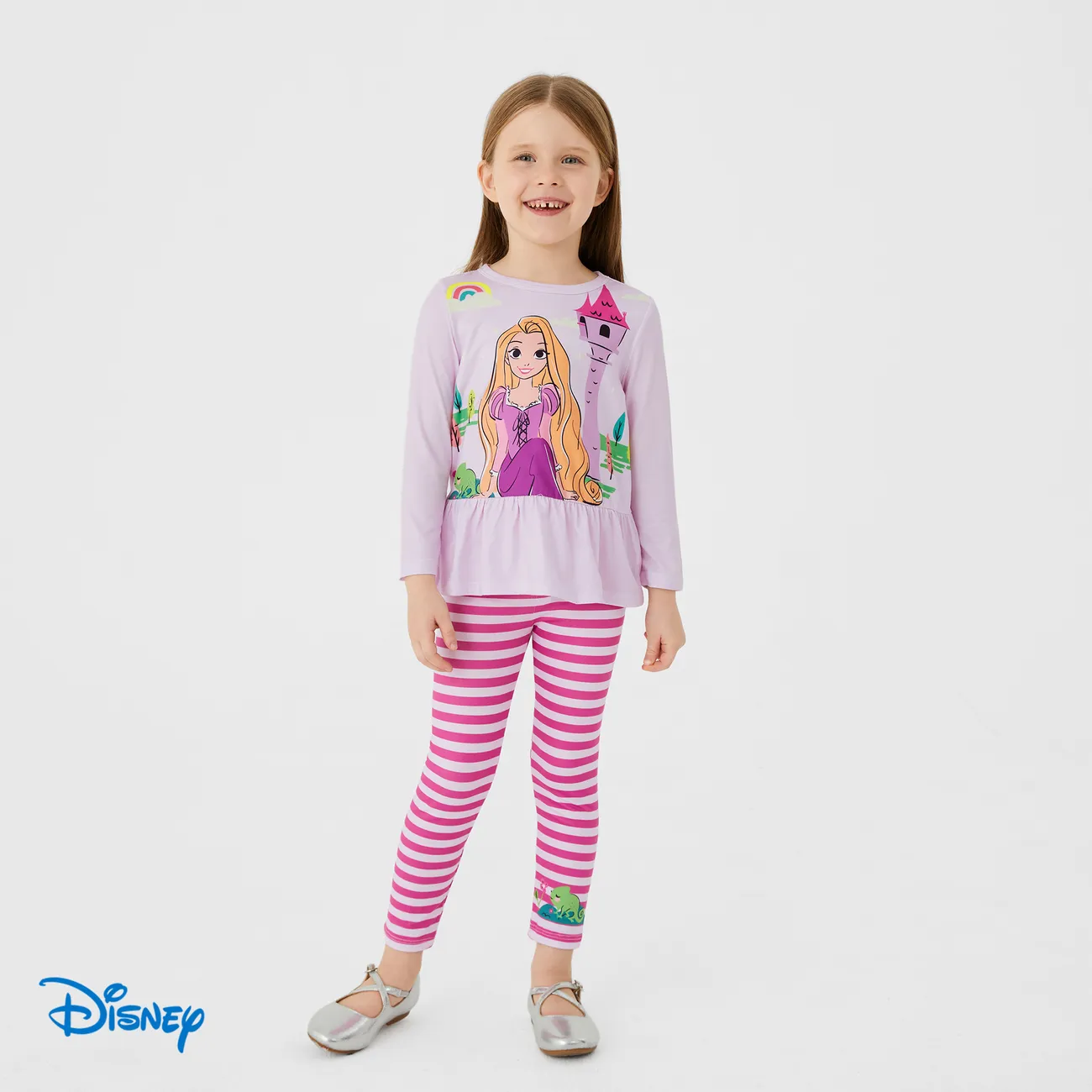 Disney Princess 2件 小童 女 荷葉邊 童趣 t 卹套裝 淺紫 big image 1