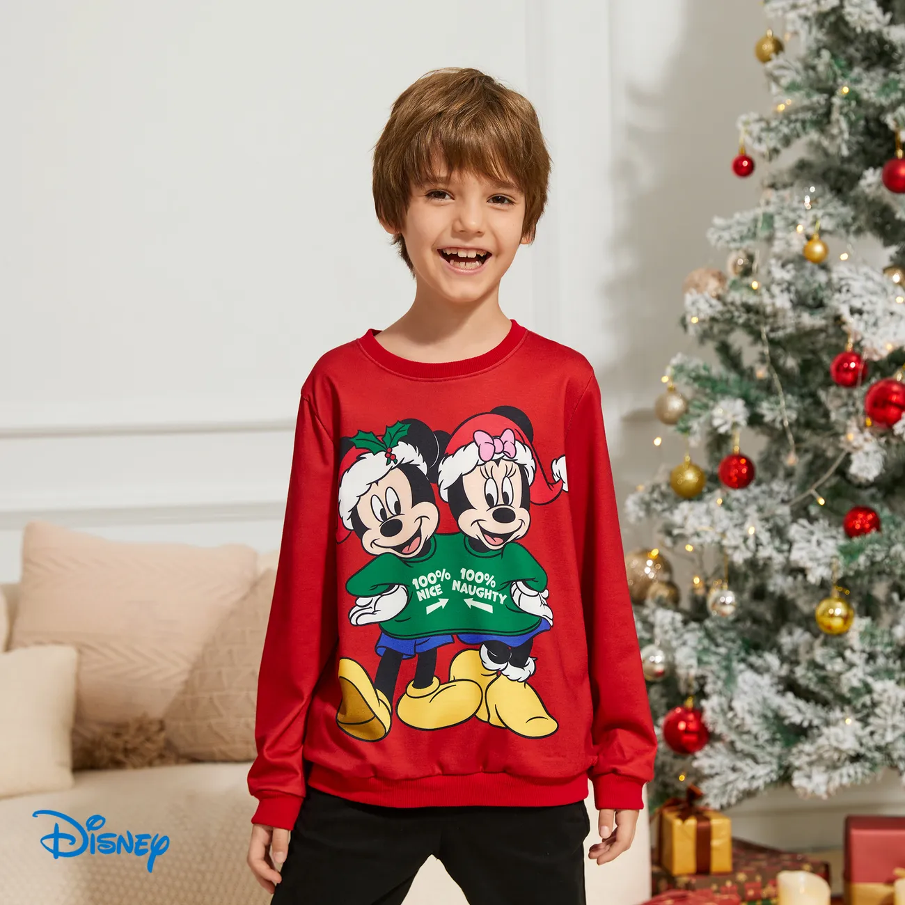 Disney Mickey and Friends Look de família Natal Manga comprida Conjuntos de roupa para a família Tops Vermelho big image 1
