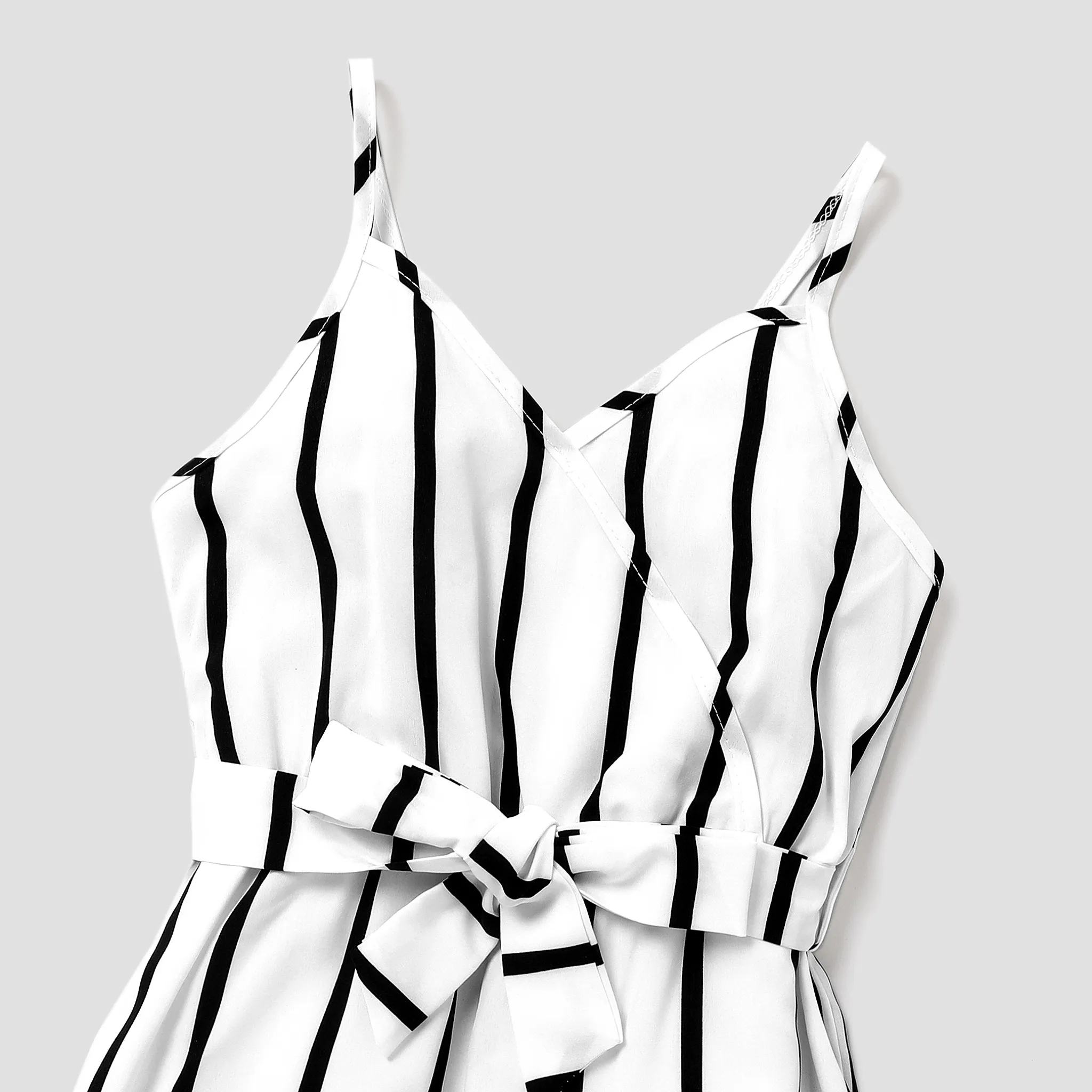 Kid Girl Stripe Surplice Neck Belted Cami Jumpsuits  image 3
